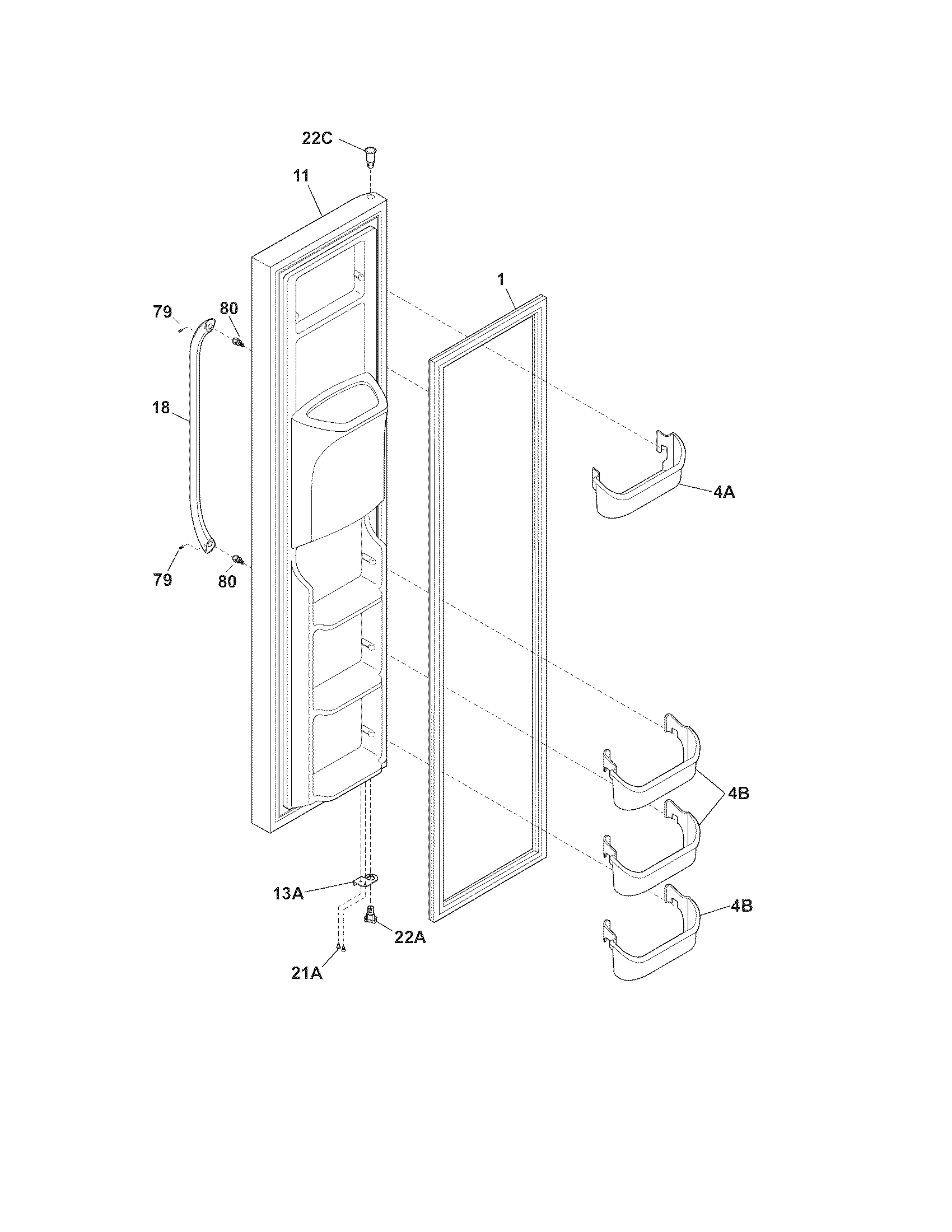 Frigidaire FGUS2642LF0 freezer door diagram