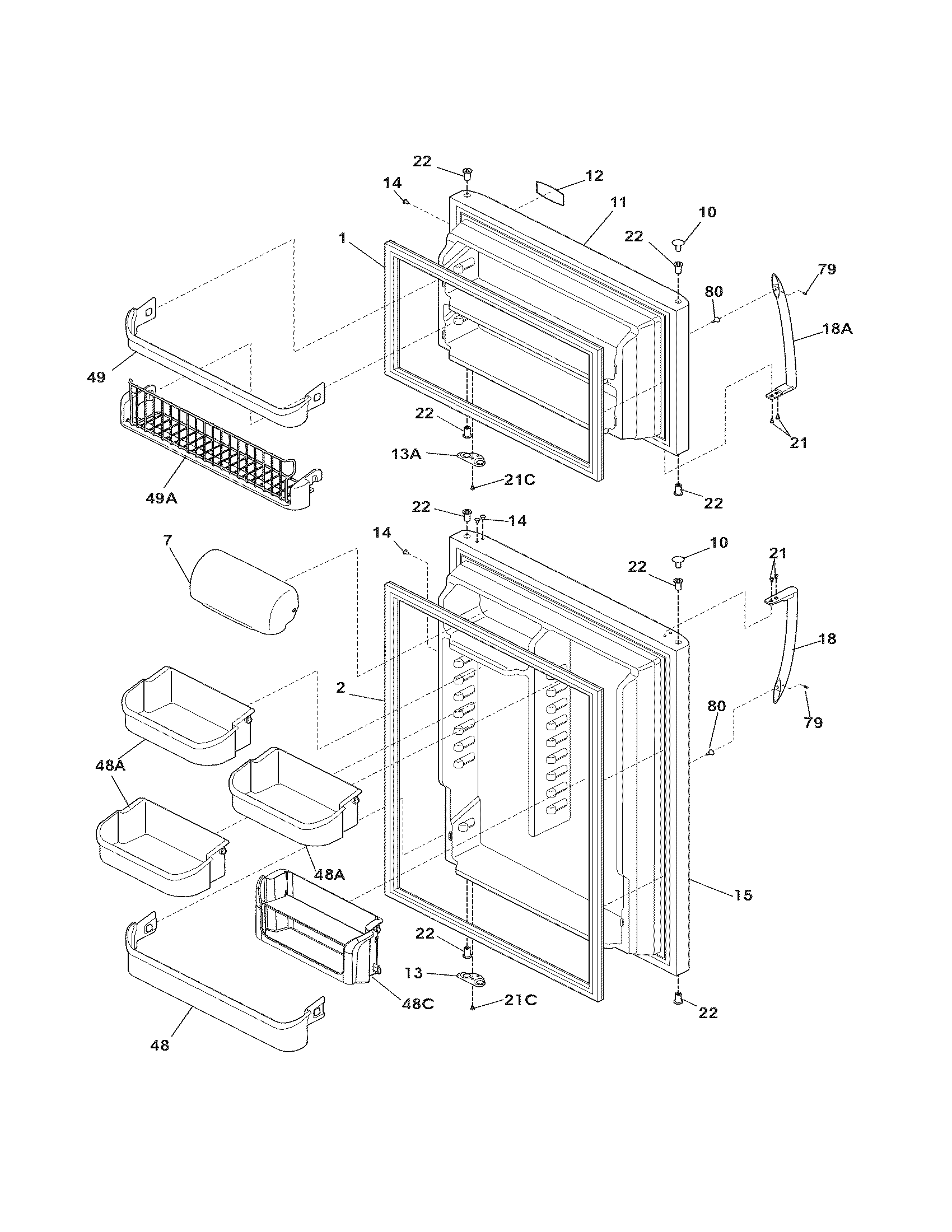 Frigidaire FGUI1849LR0 door diagram