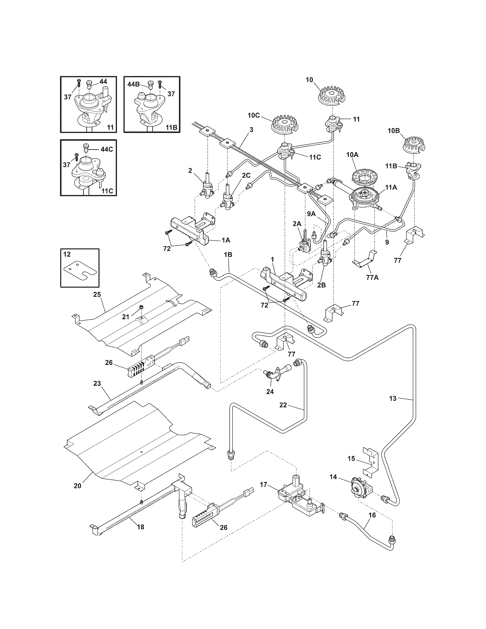 Kenmore Elite 79031049803 burner diagram