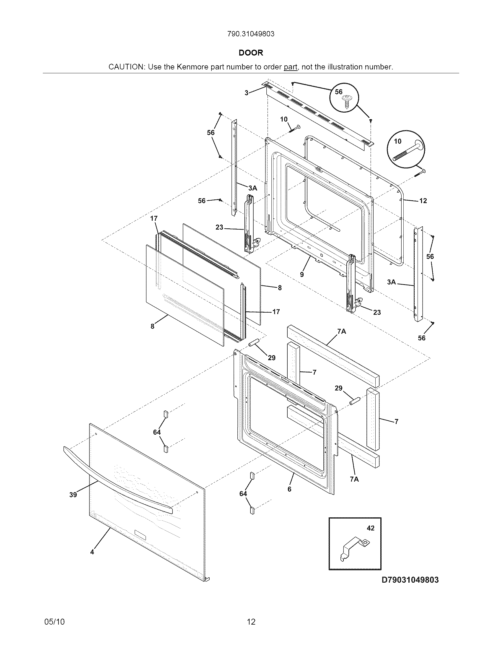 Kenmore Elite 79031049803 door diagram