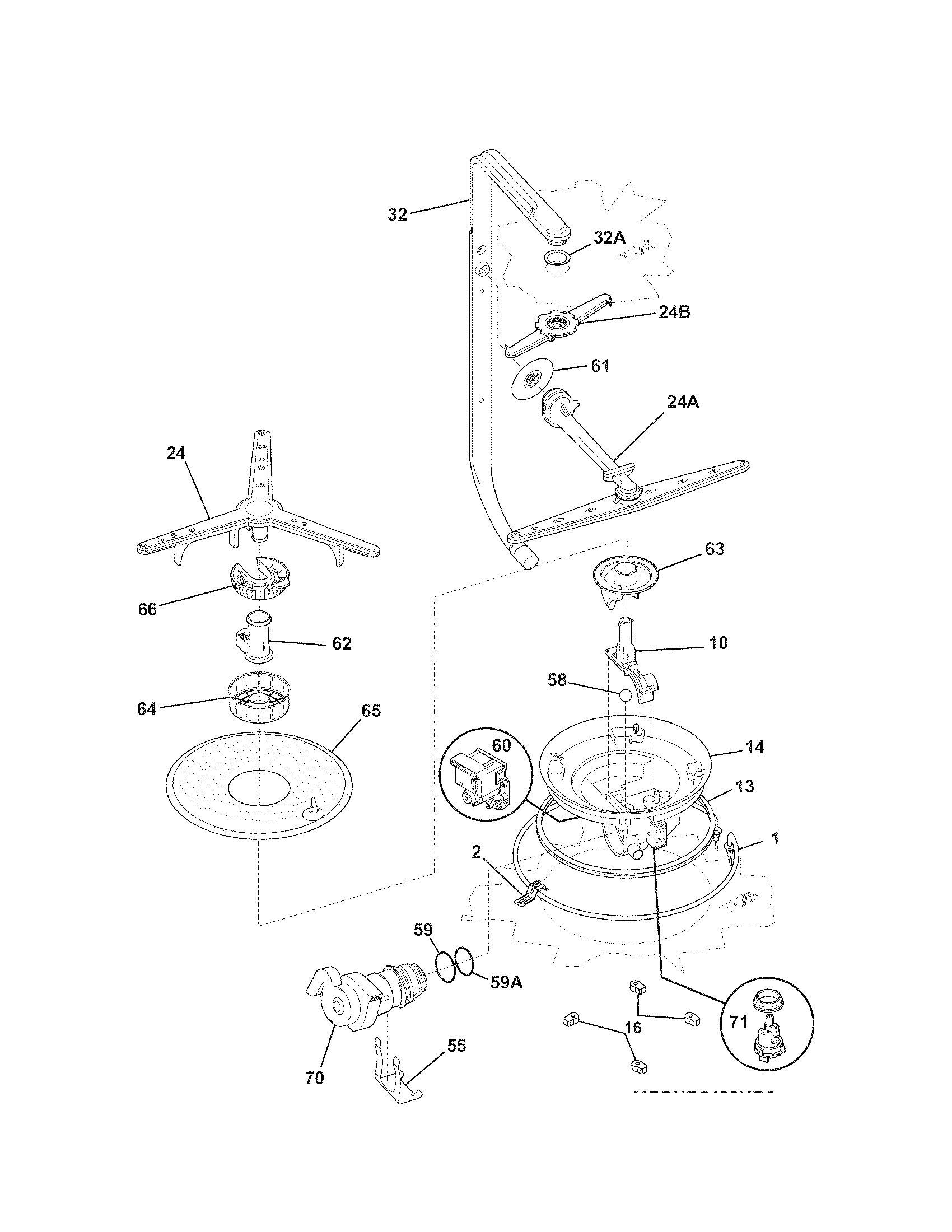 Kenmore 58715203803A motor & pump diagram