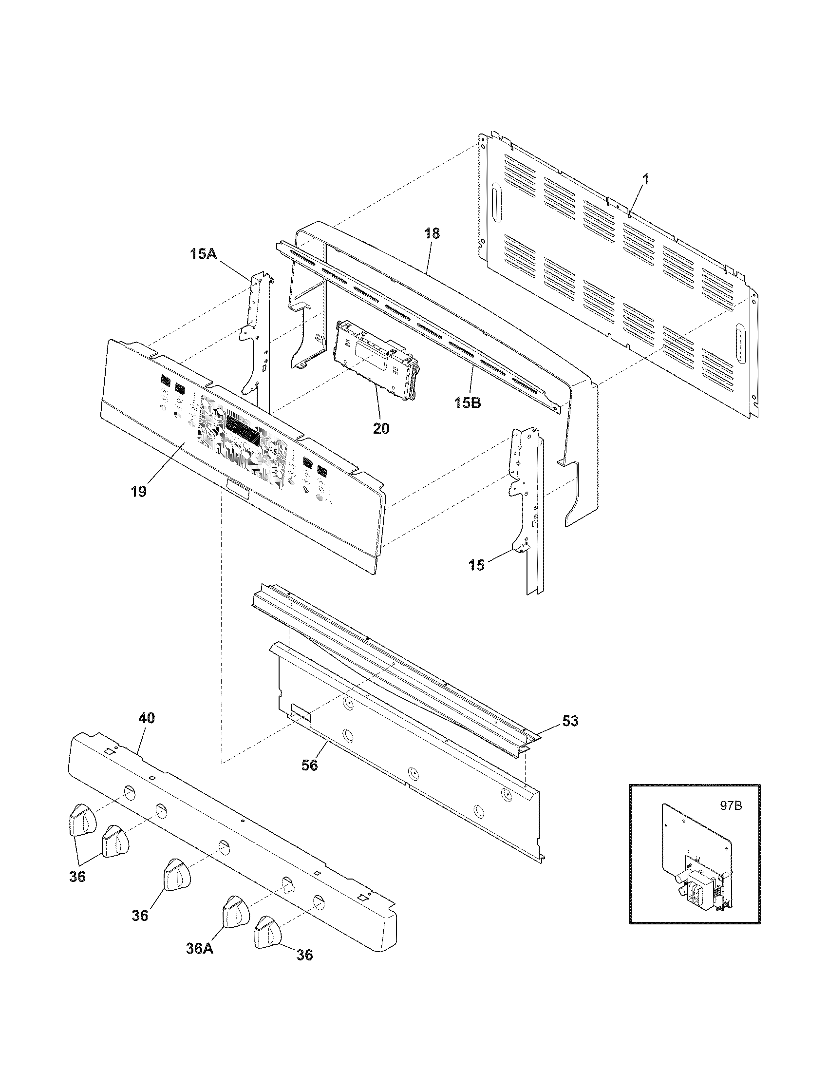 Kenmore Elite 79077532805 backguard diagram