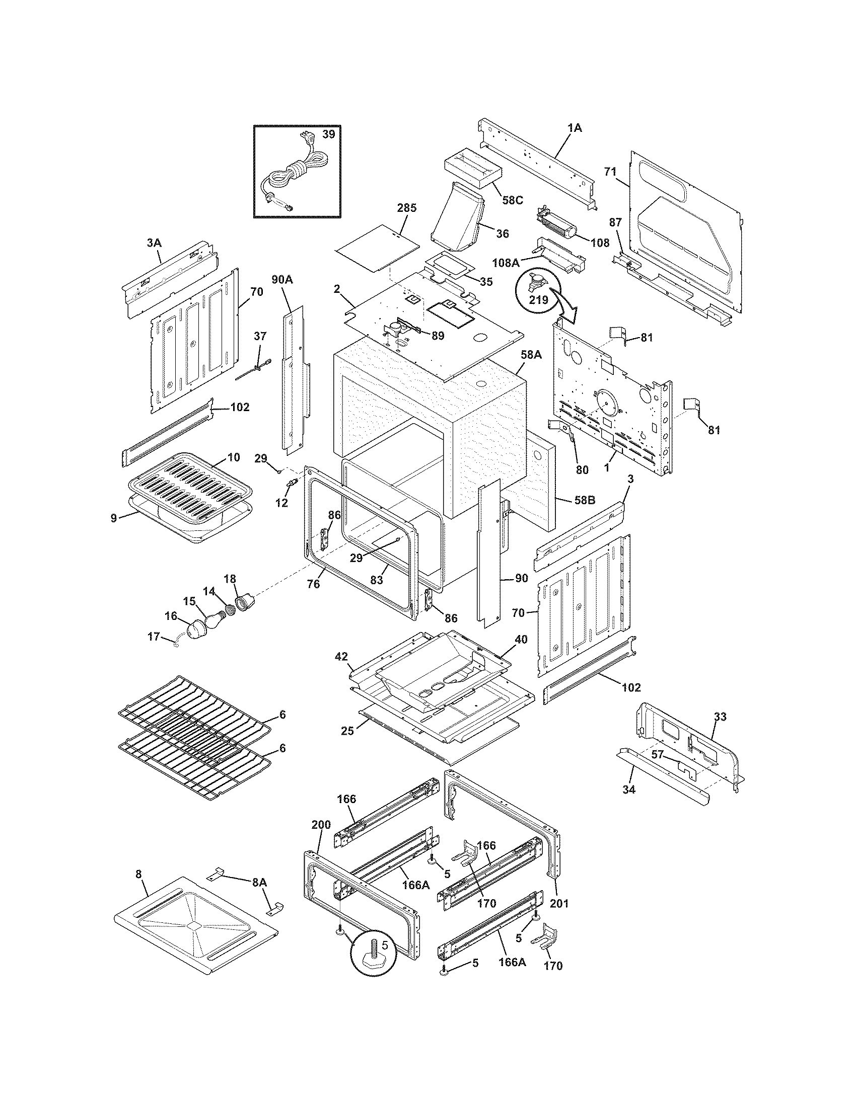 Frigidaire FFGS3025LSA body diagram