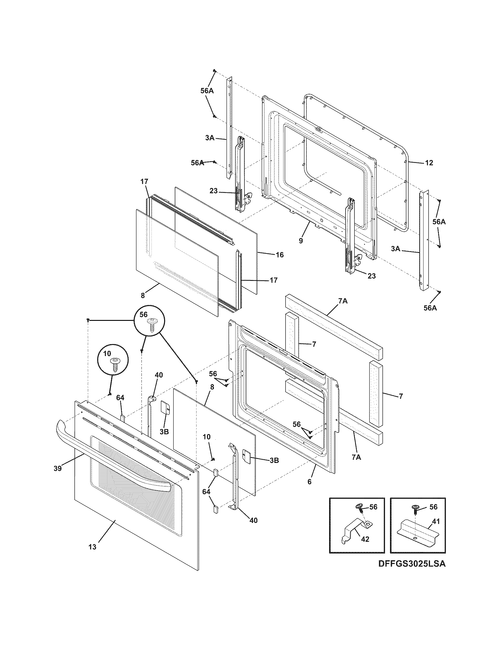 Frigidaire FFGS3025LSA door diagram