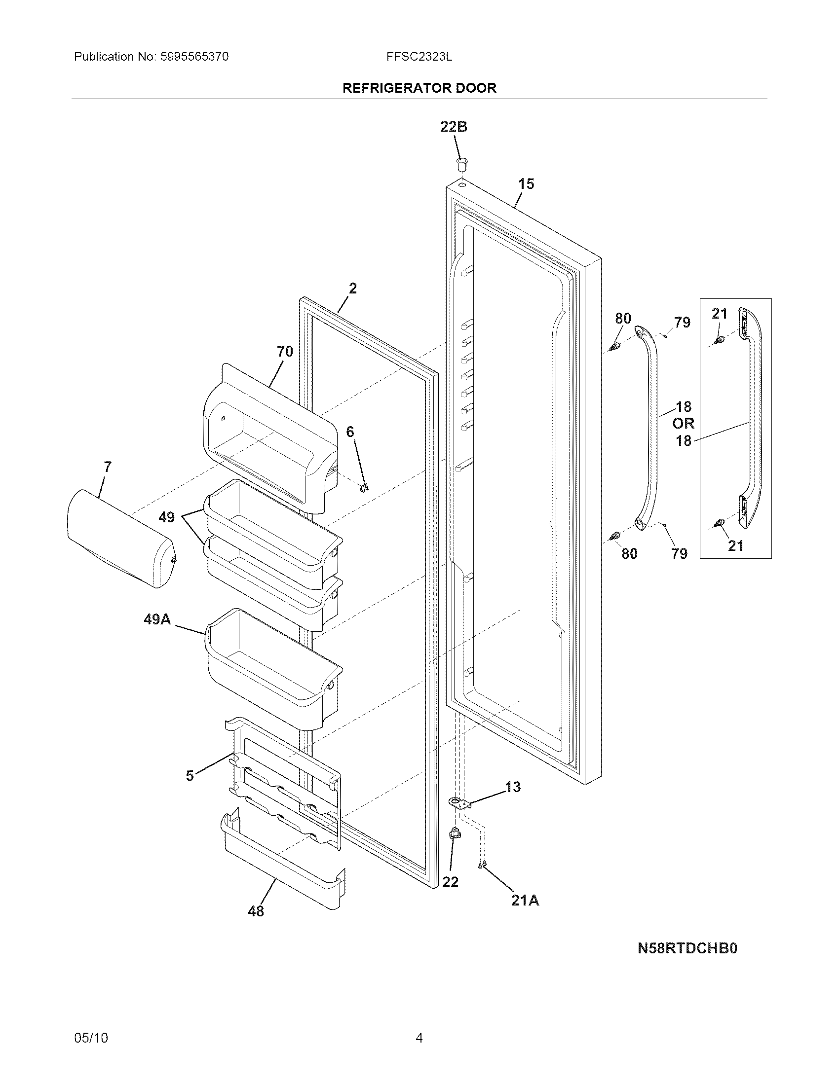 Frigidaire FFSC2323LE1 refrigerator door diagram