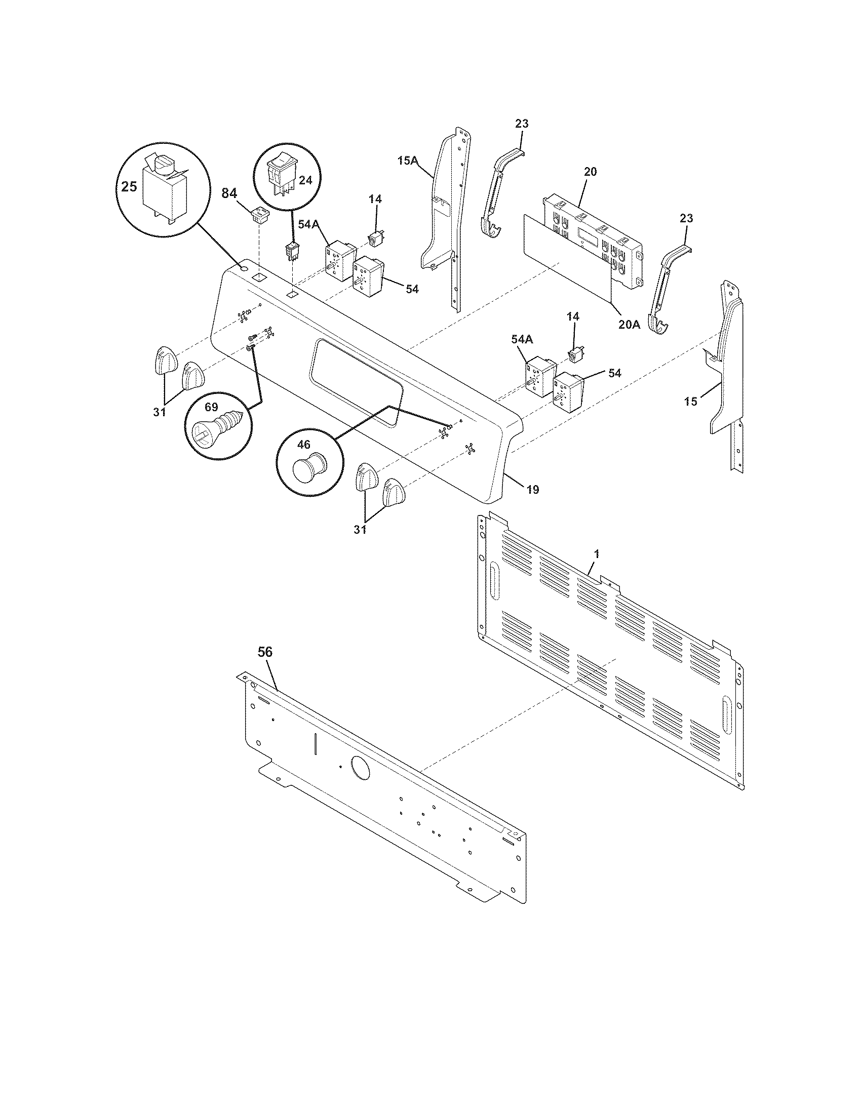 Frigidaire CFEF3016LWA backguard diagram