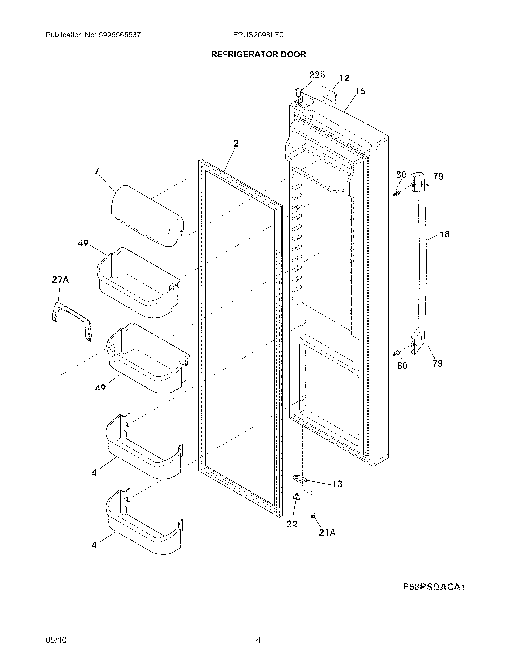Frigidaire FPUS2698LF0 refrigerator door diagram