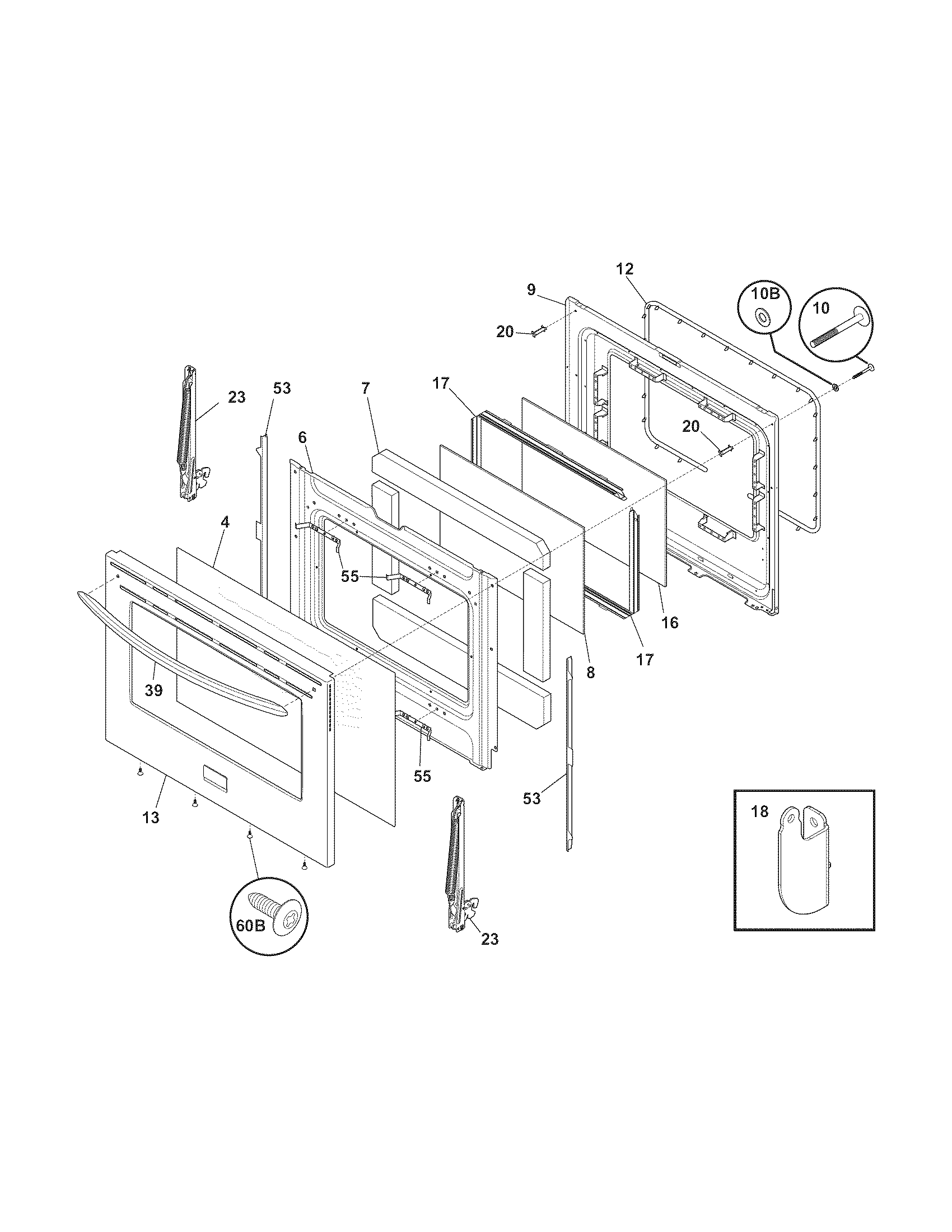 Frigidaire FGGF3042KFG door diagram