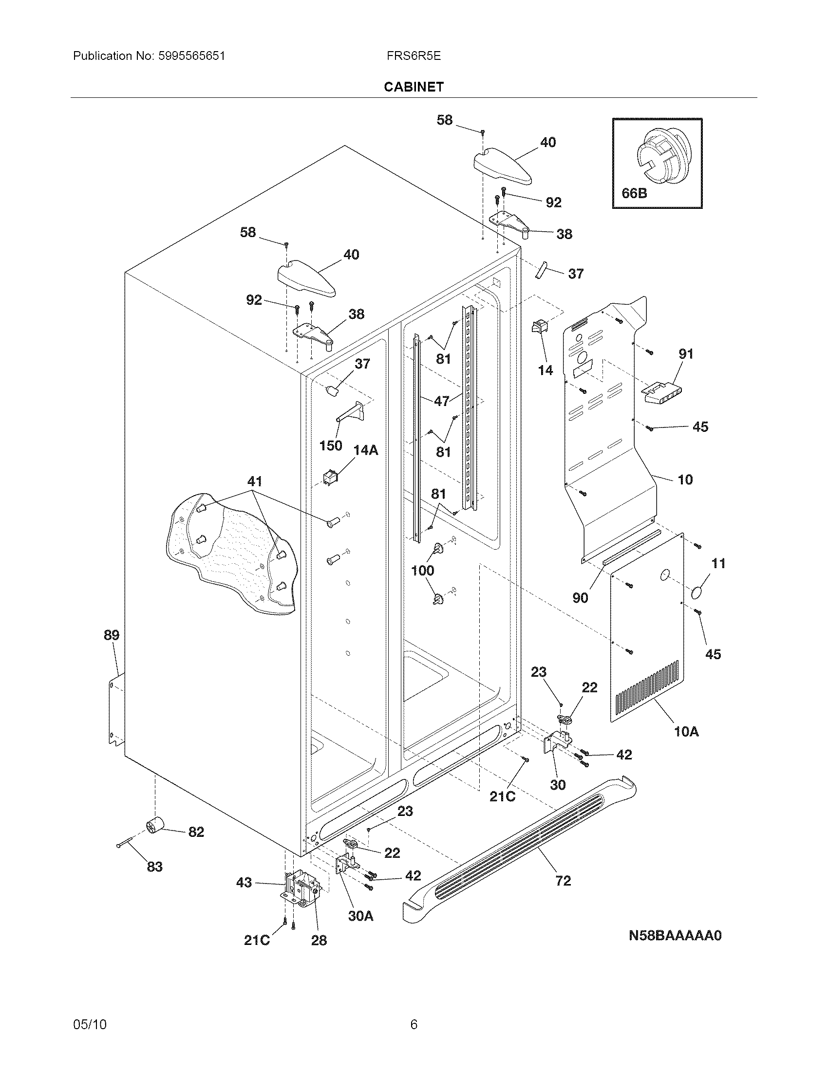 Frigidaire FRS6R5ESBV cabinet diagram