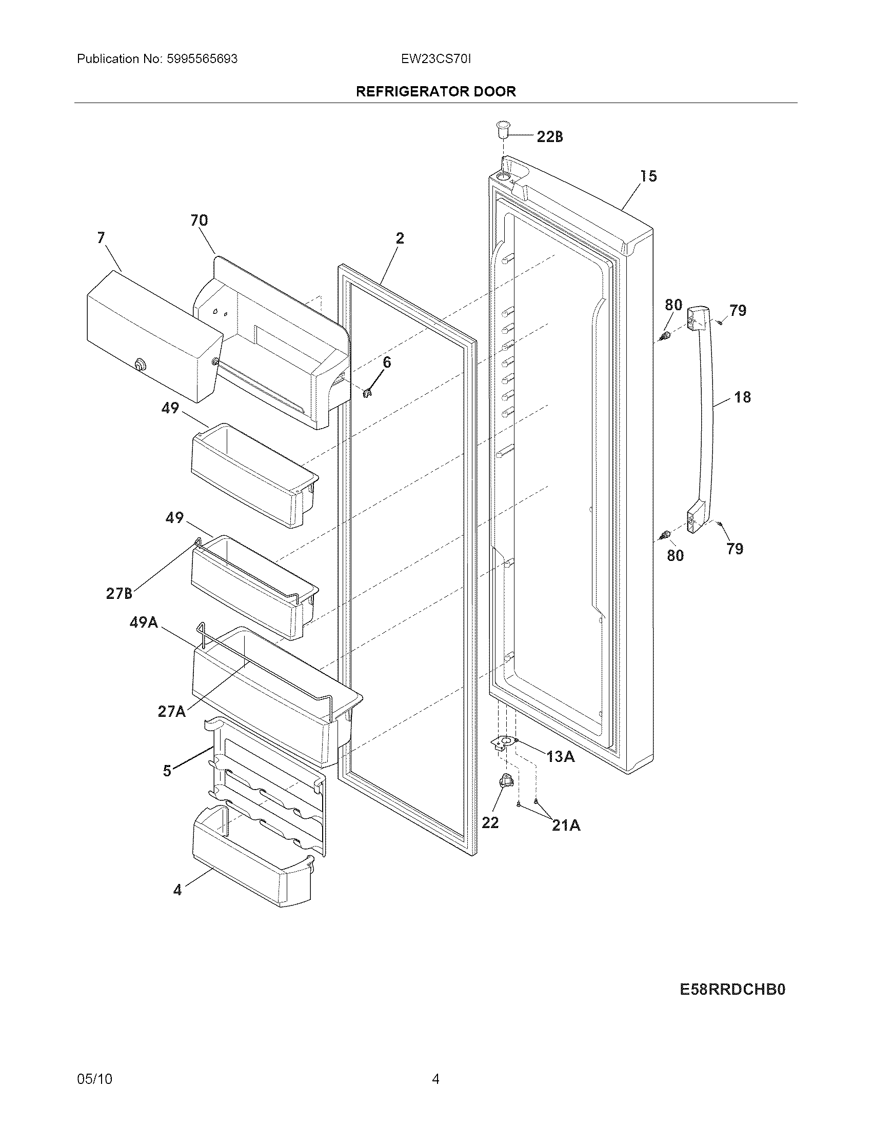 Electrolux EW23CS70IB3 refrigerator door diagram