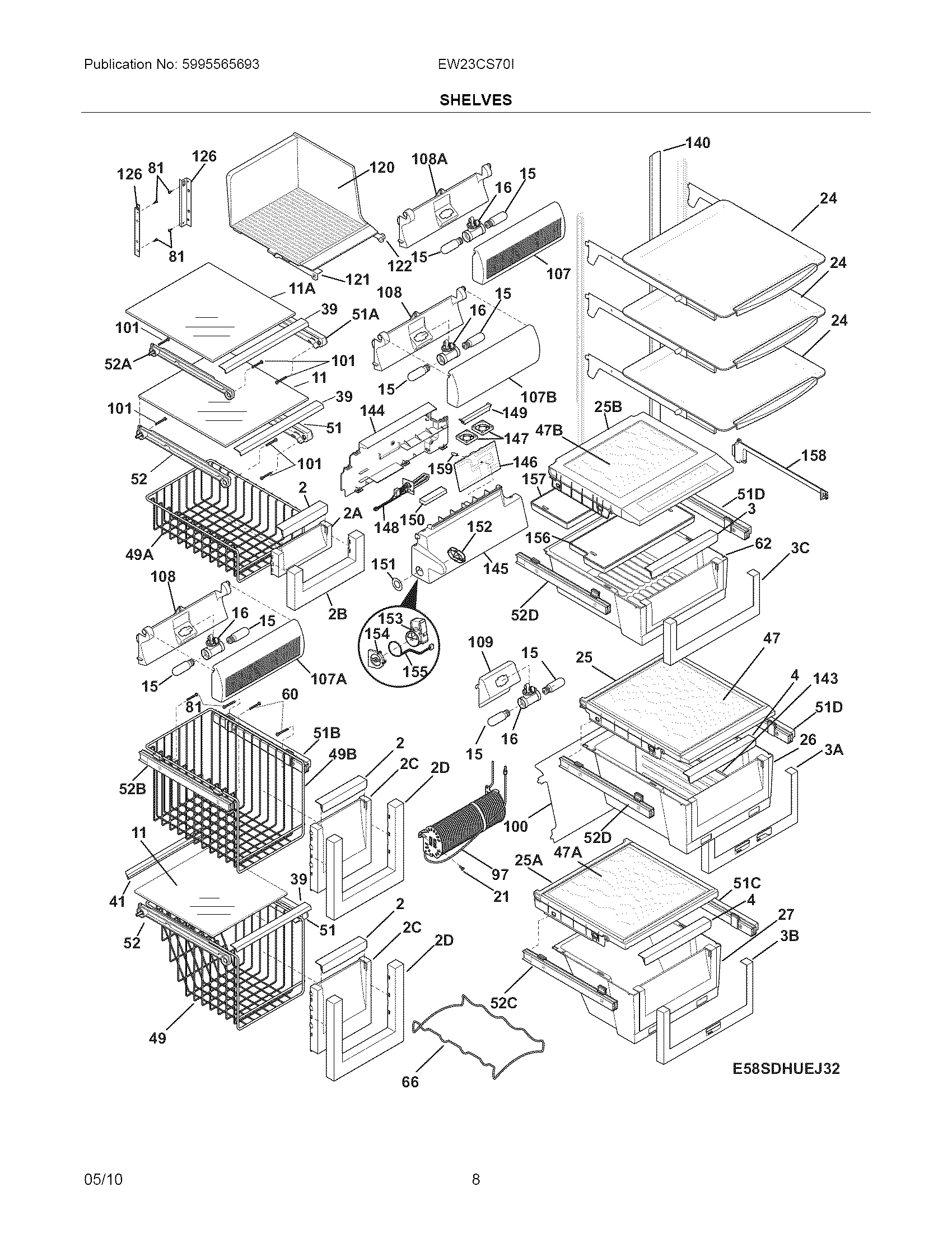 Electrolux EW23CS70IB3 shelves diagram