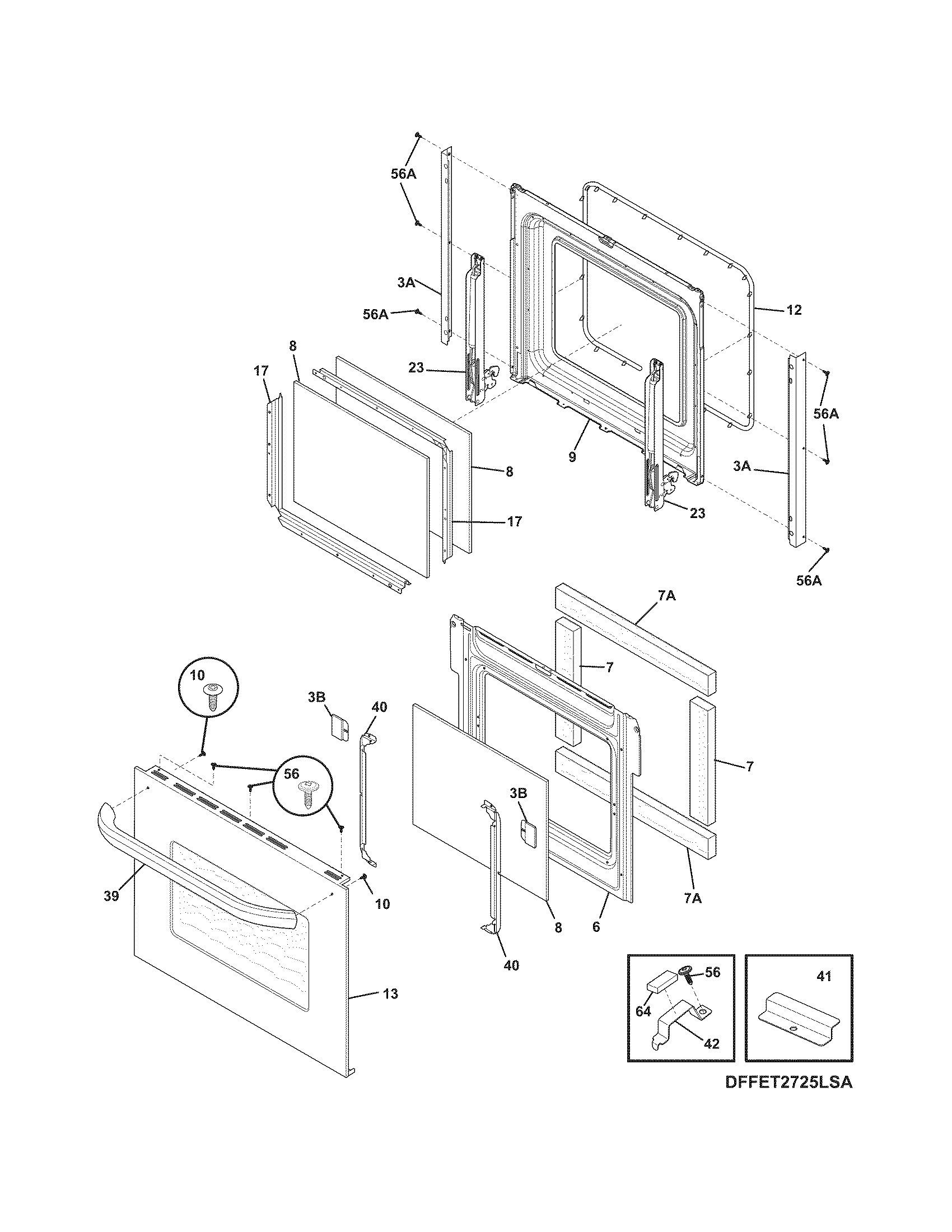 Frigidaire FFEW2725LSA door diagram
