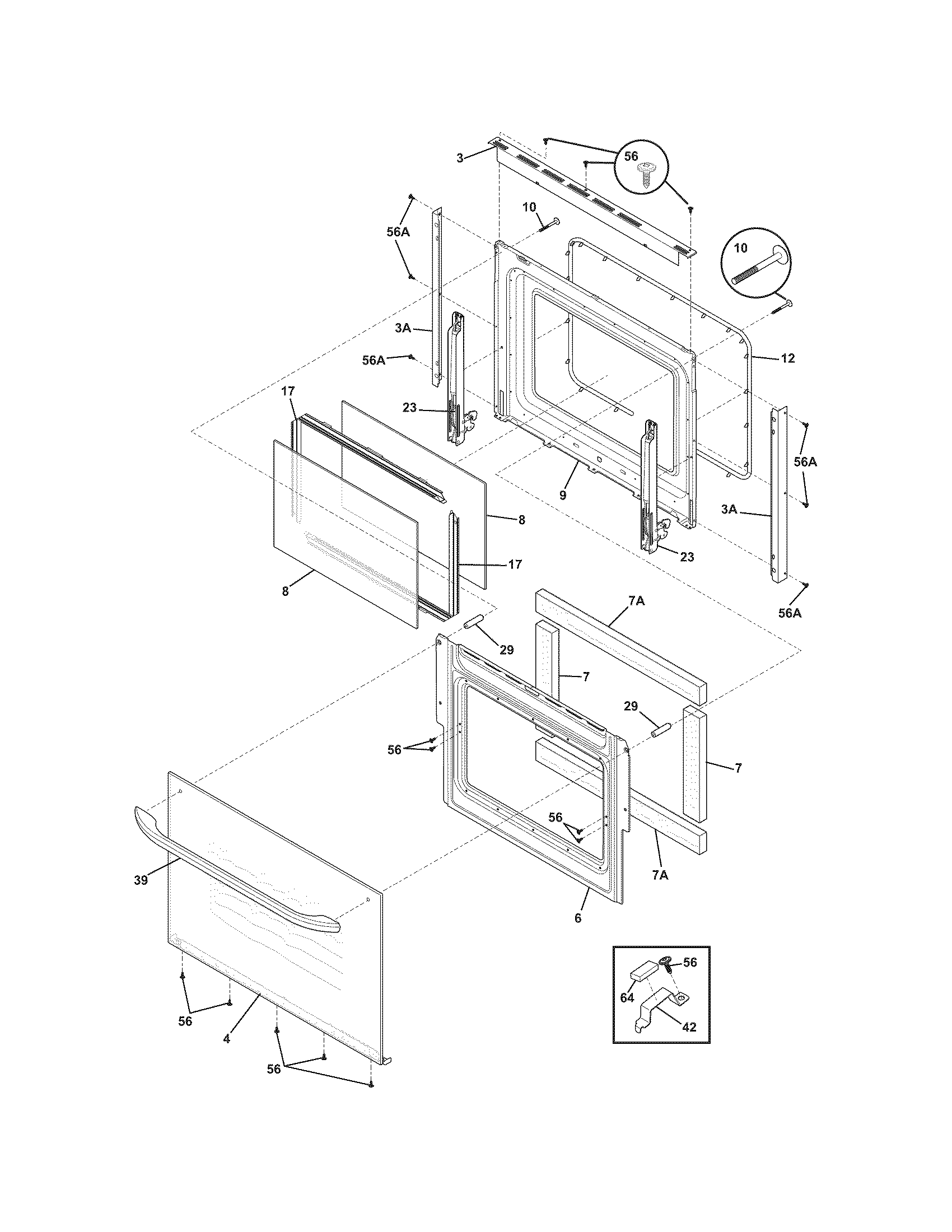 Frigidaire CFEW3025LWA door diagram