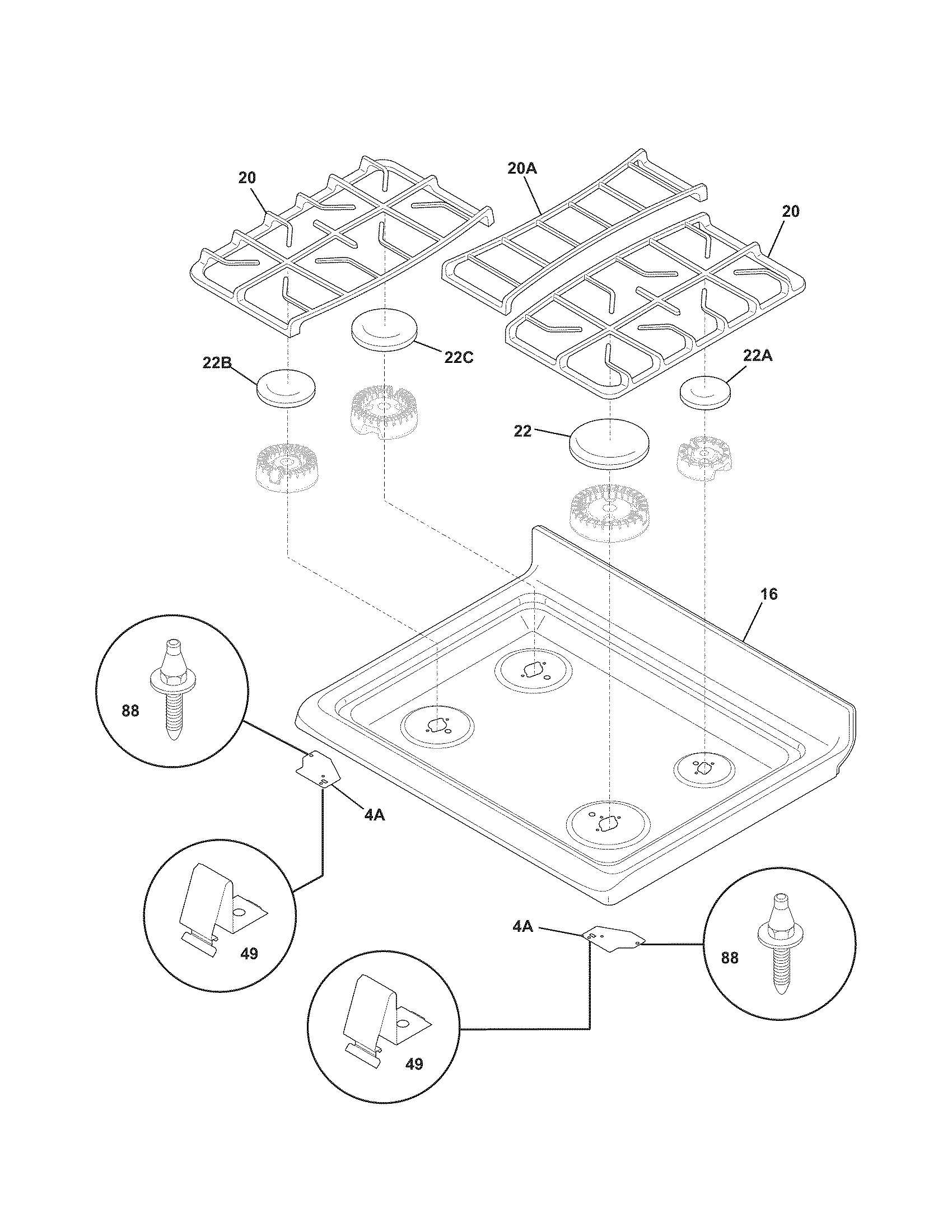 Kenmore 79078012000 main top diagram