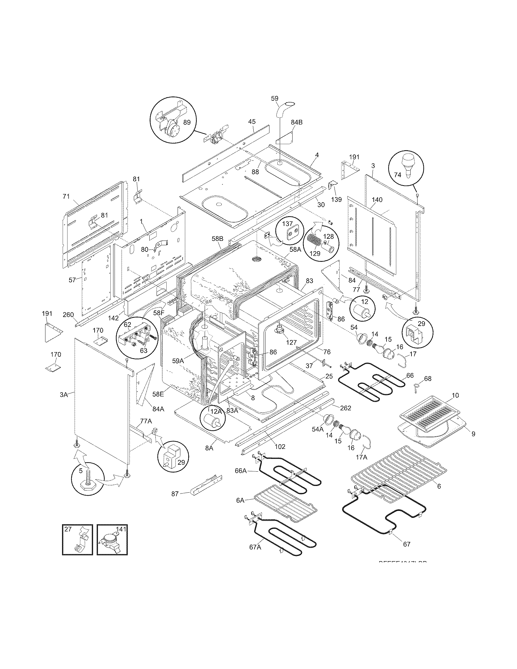 Frigidaire FFEF4017LBB body diagram