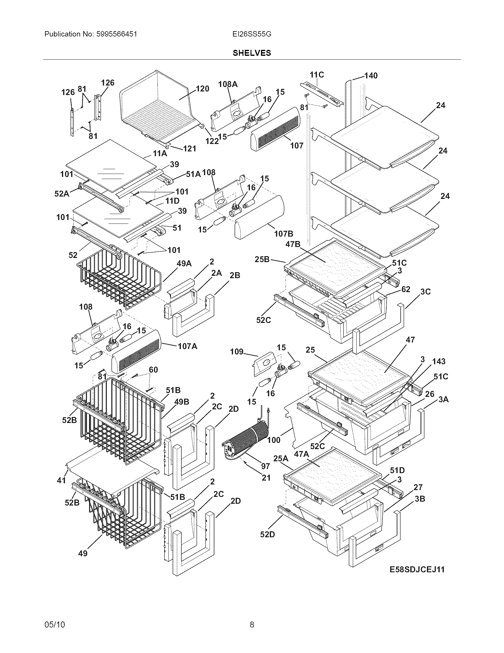 Electrolux EI26SS55GS5 shelves diagram