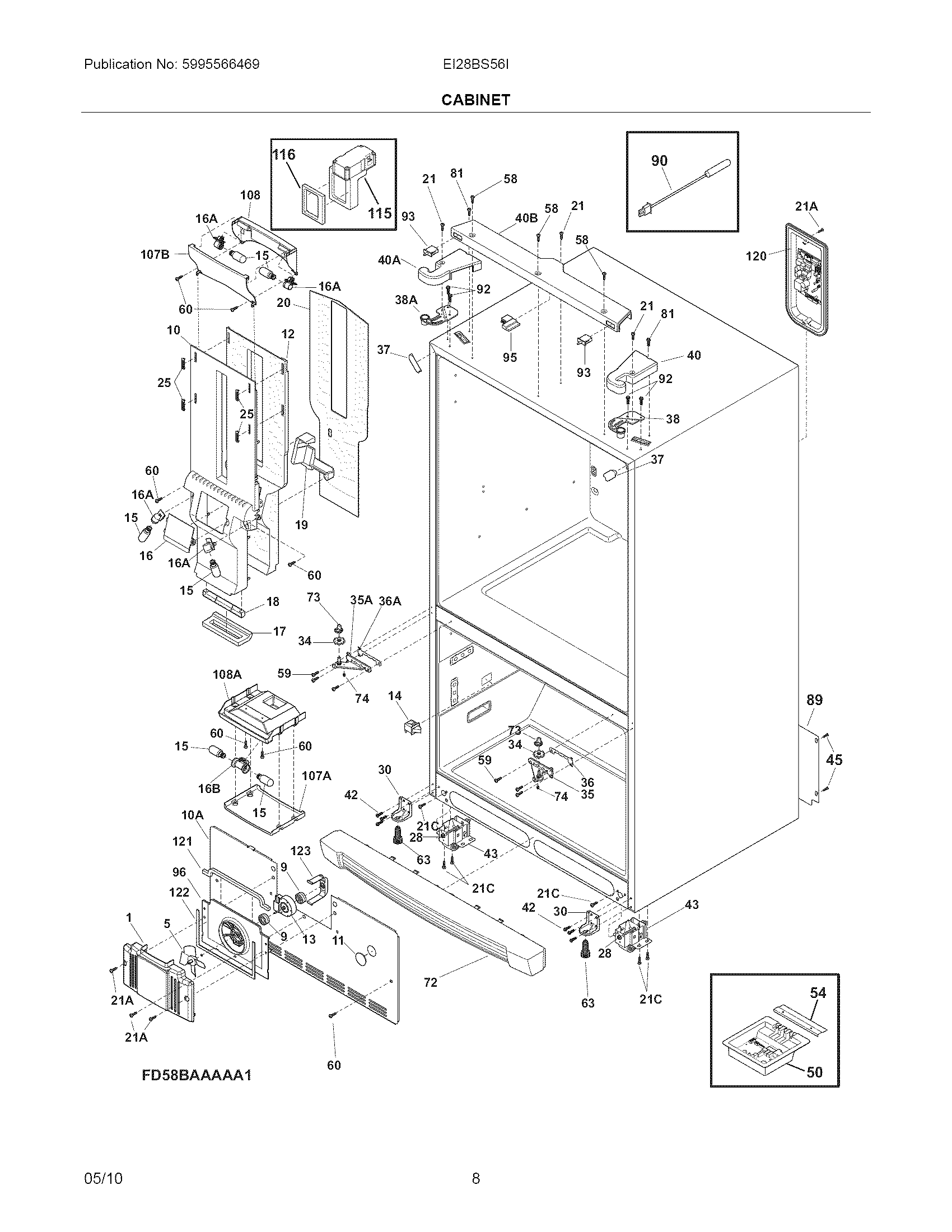 Electrolux EI28BS56IB4 cabinet diagram