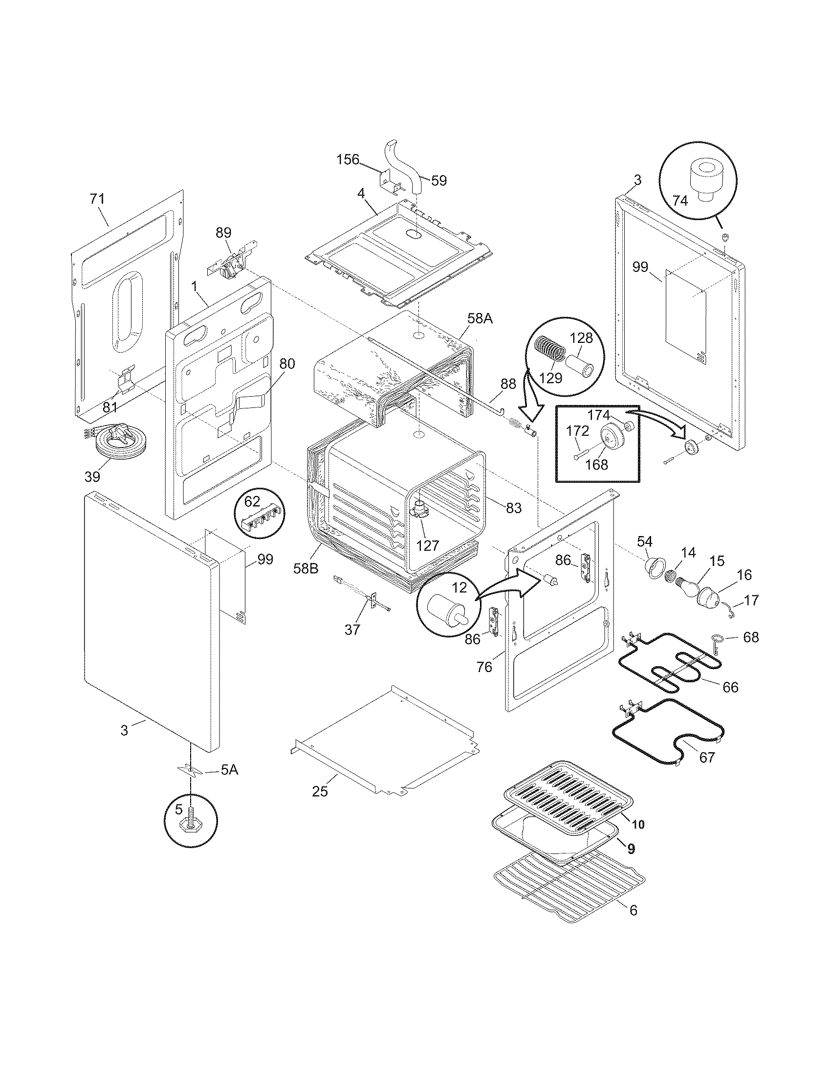 Frigidaire CFEF2425LSA body diagram