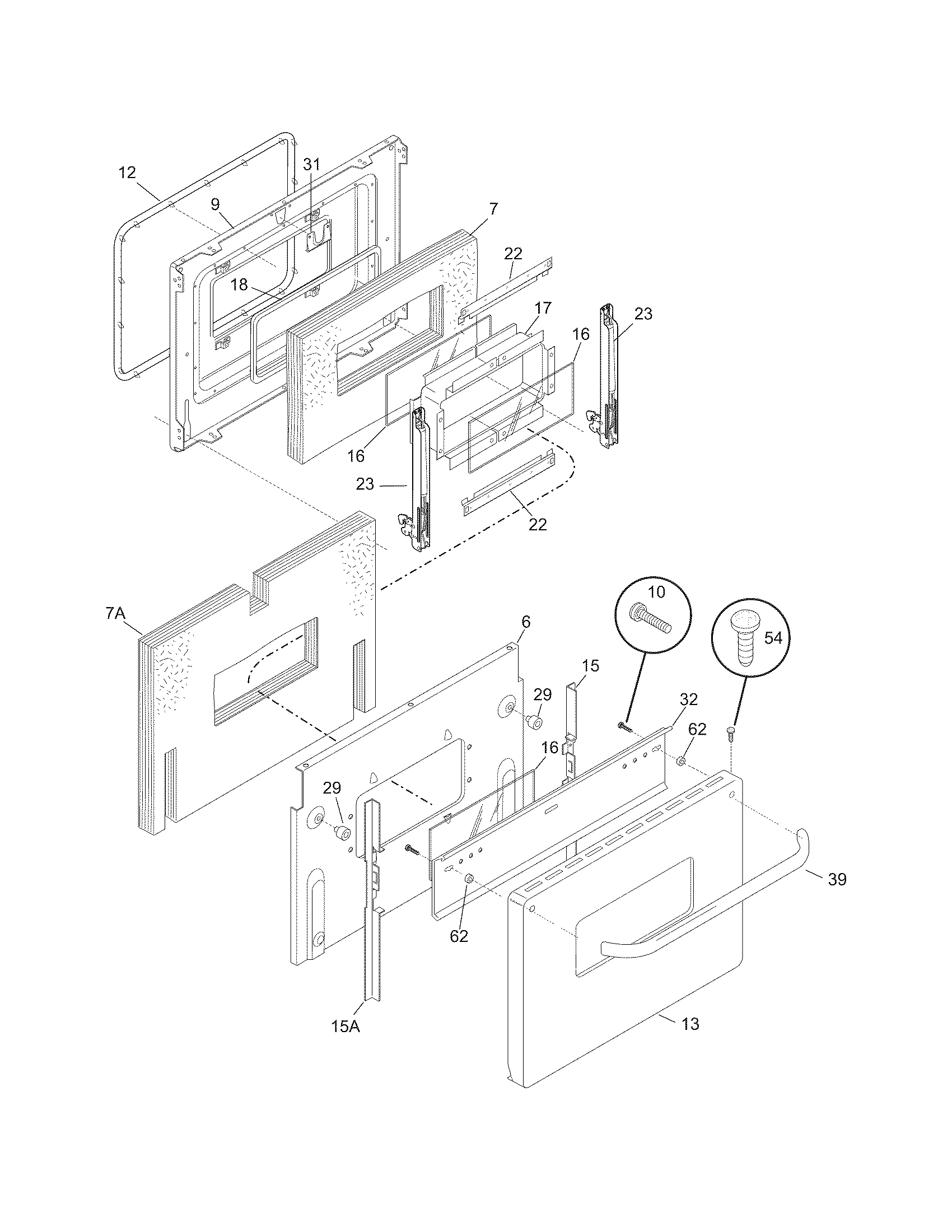 Frigidaire CFEF2425LSA door diagram