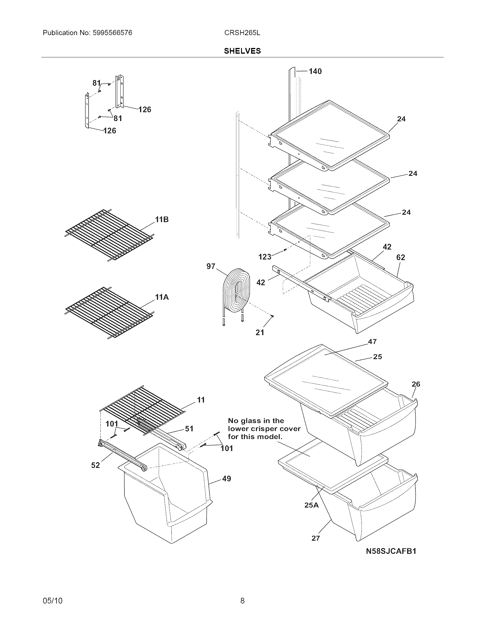 Crosley CRSH265LB0 shelves diagram