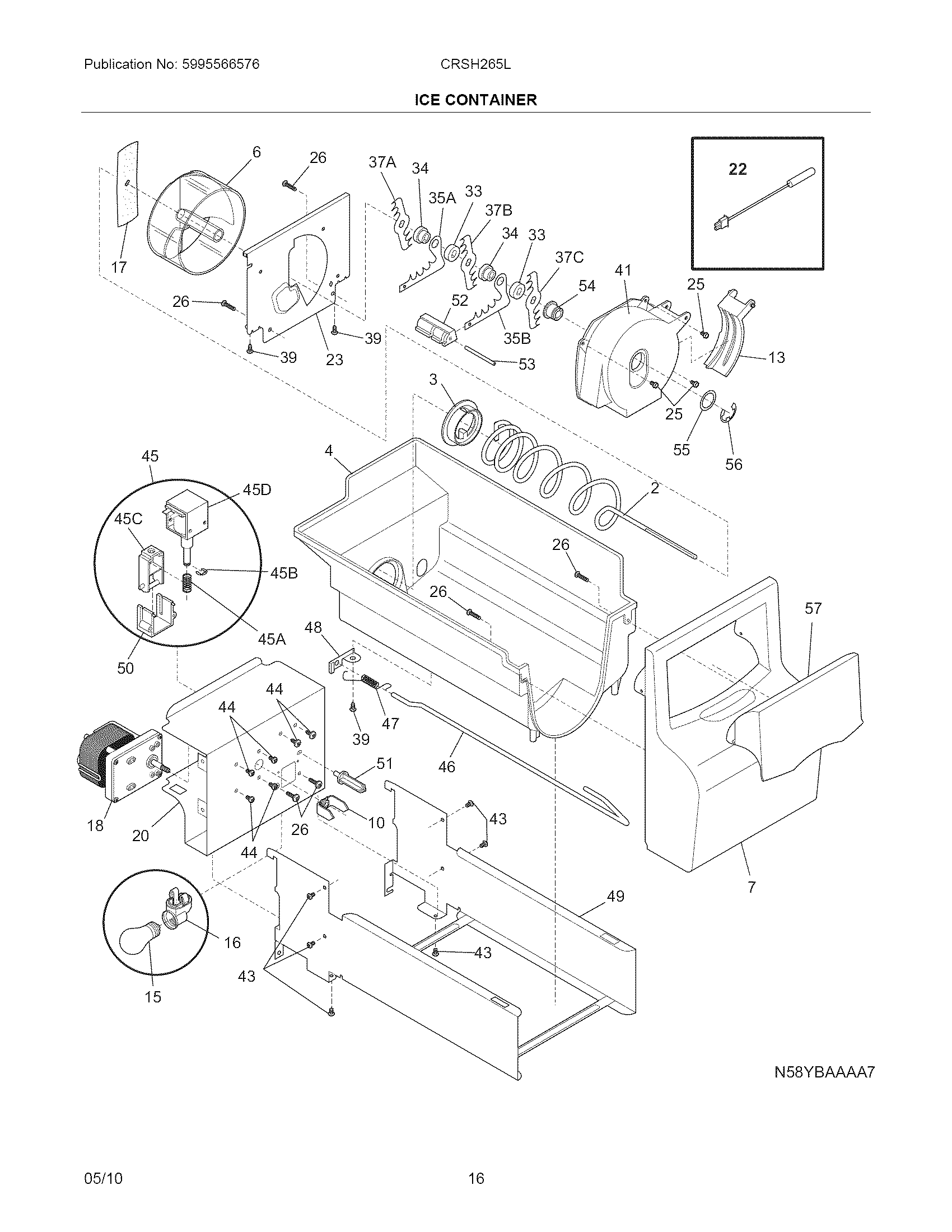 Crosley CRSH265LB0 ice container diagram