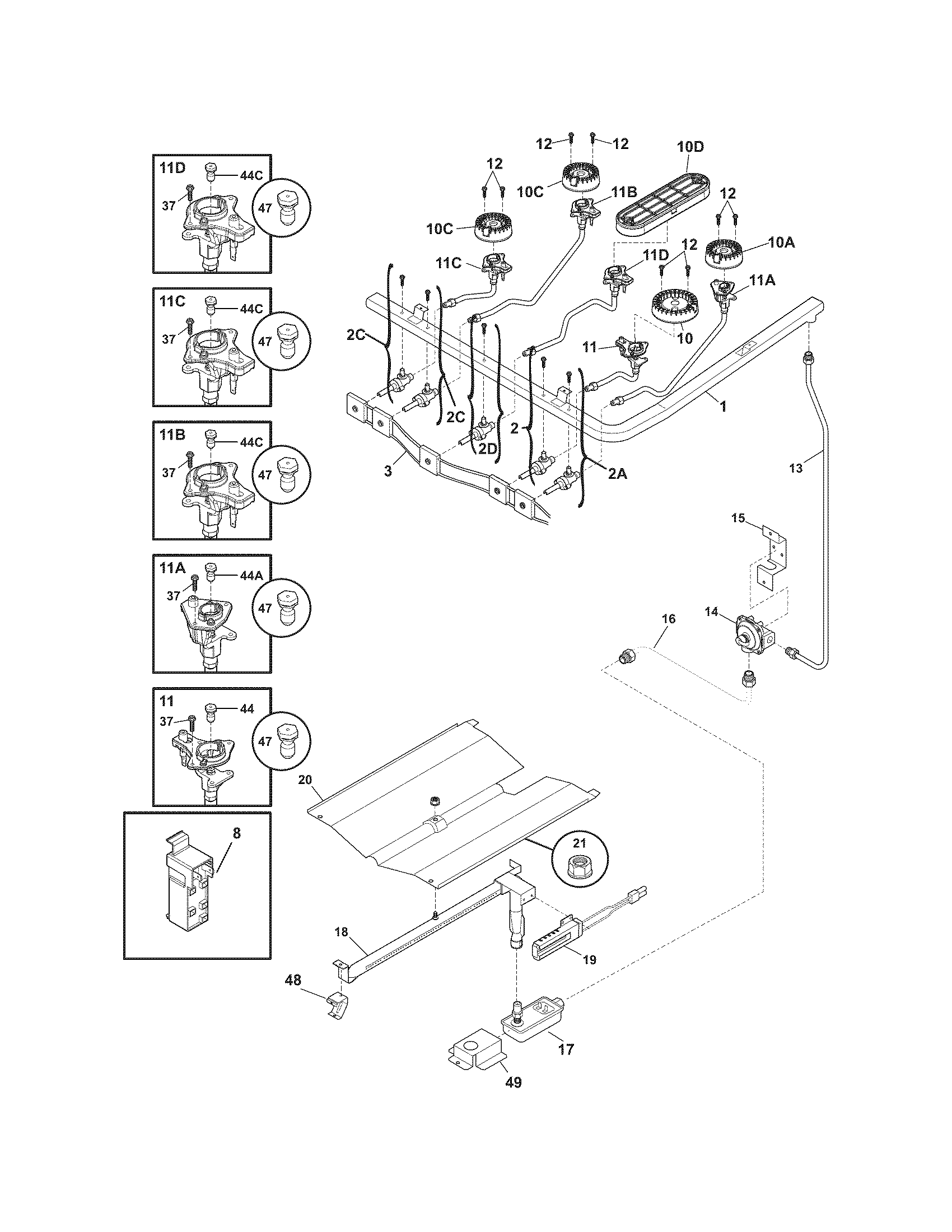 Crosley CRG3180LWA burner diagram