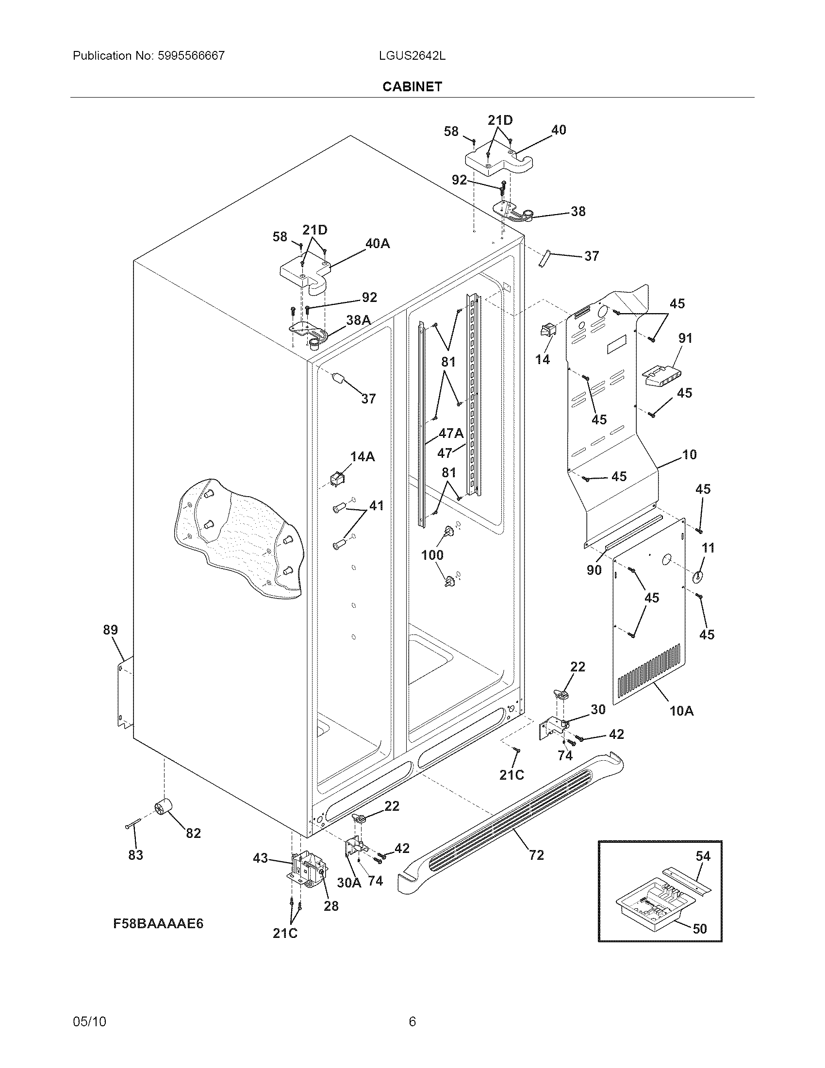 Frigidaire LGUS2642LE0 cabinet diagram