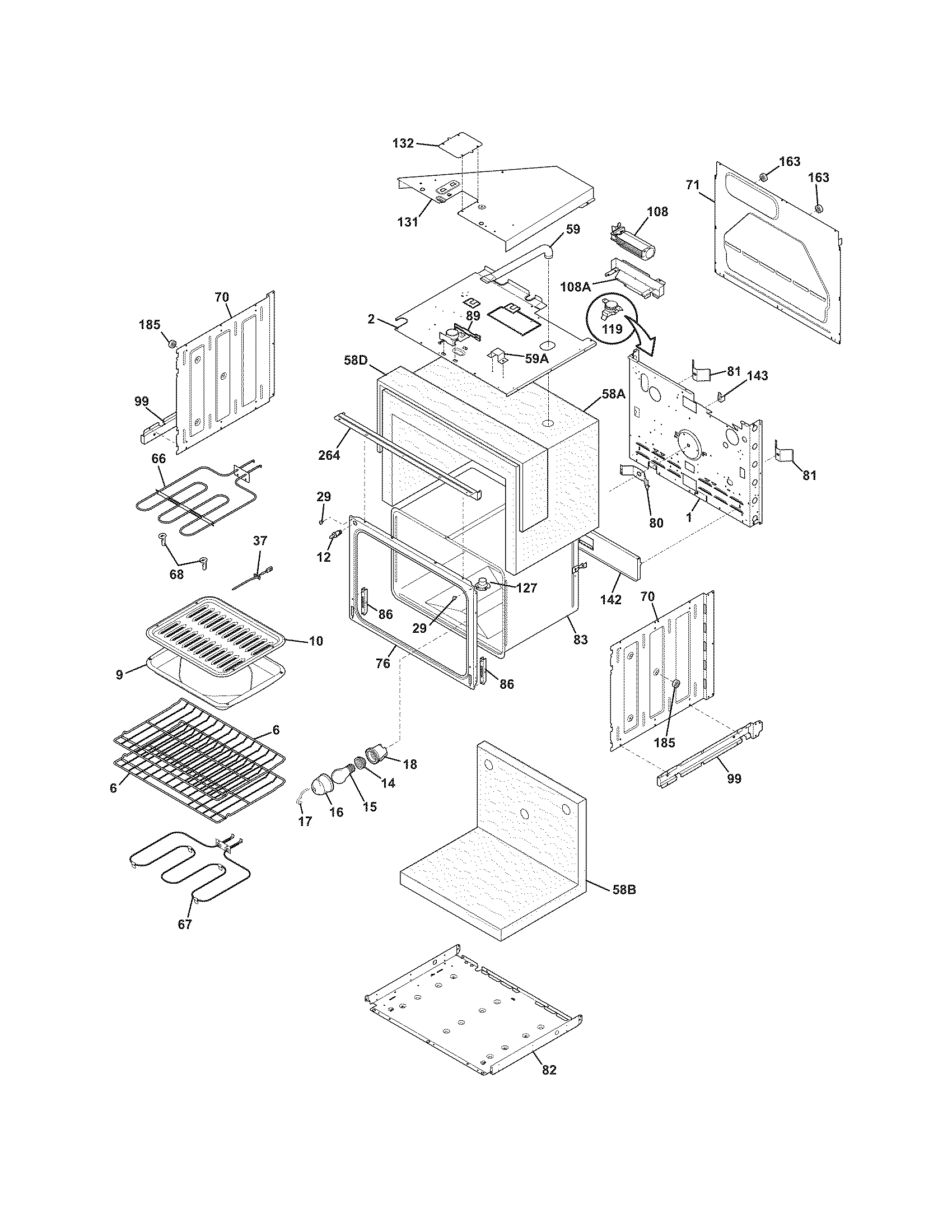 Frigidaire FFET3025LSA upper oven diagram