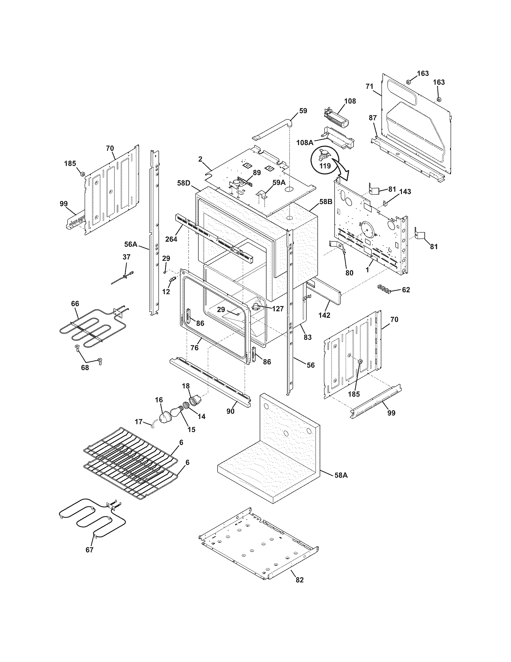 Frigidaire FFET3025LBA lower oven diagram