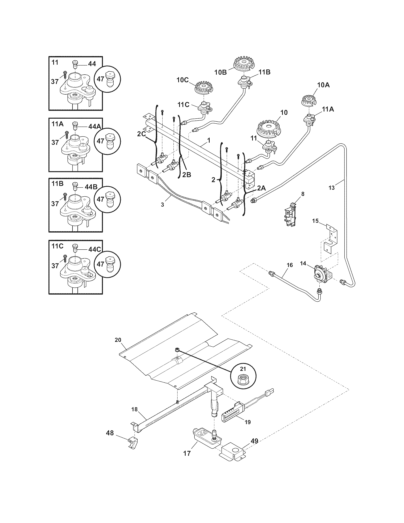 Crosley CRG3150LQA burner diagram