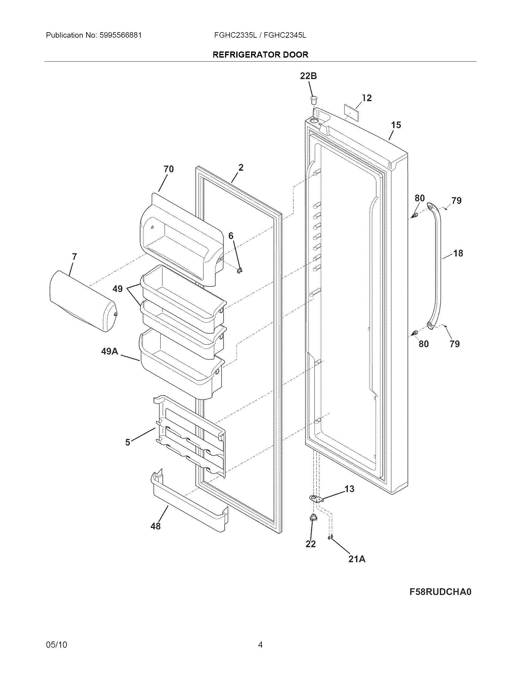 Frigidaire FGHC2335LP0 refrigerator door diagram