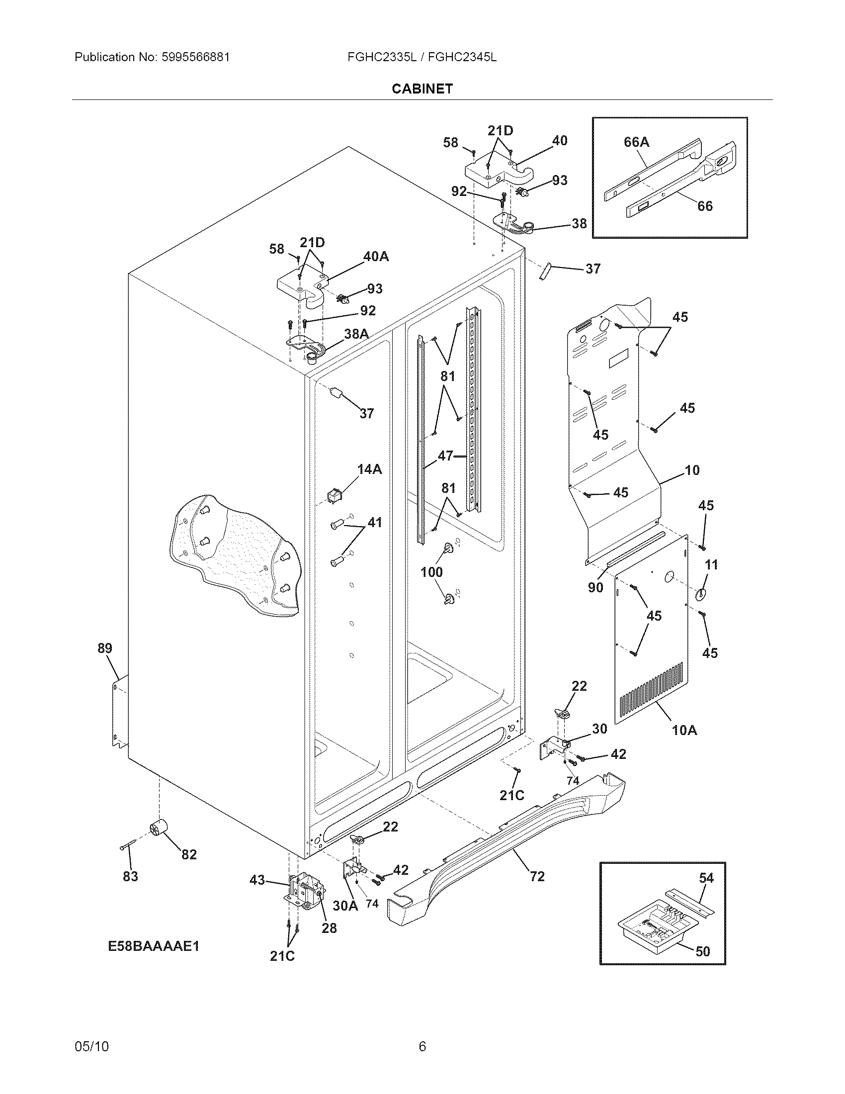 Frigidaire FGHC2335LP0 cabinet diagram