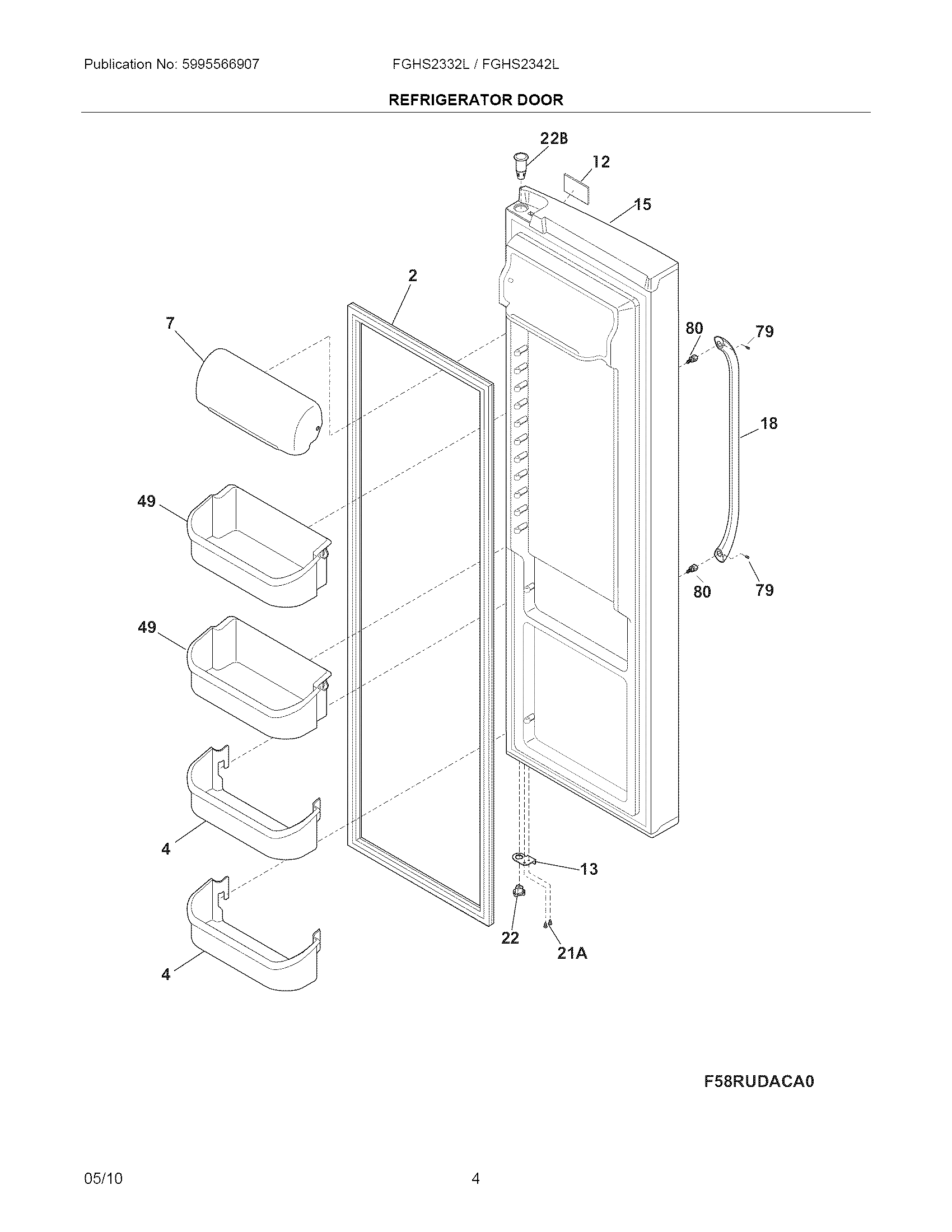 Frigidaire FGHS2332LP0 refrigerator door diagram