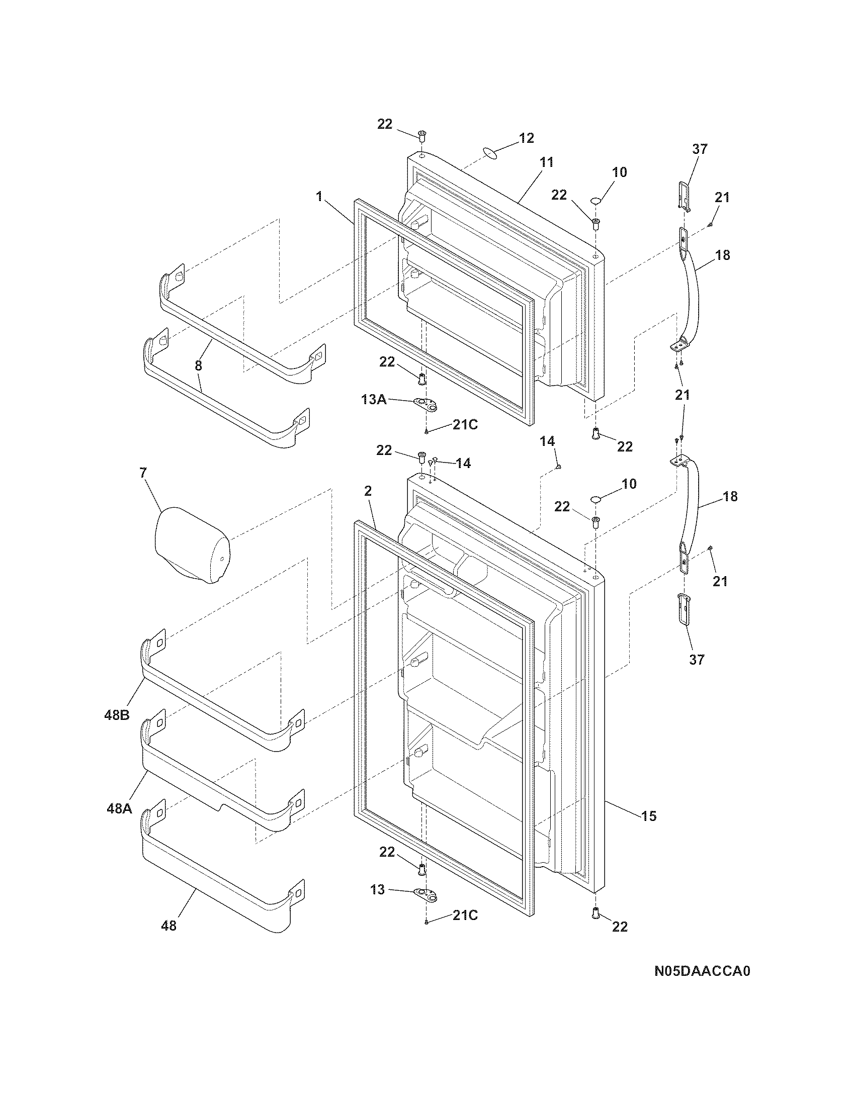 Frigidaire FRT21IL4FWA doors diagram