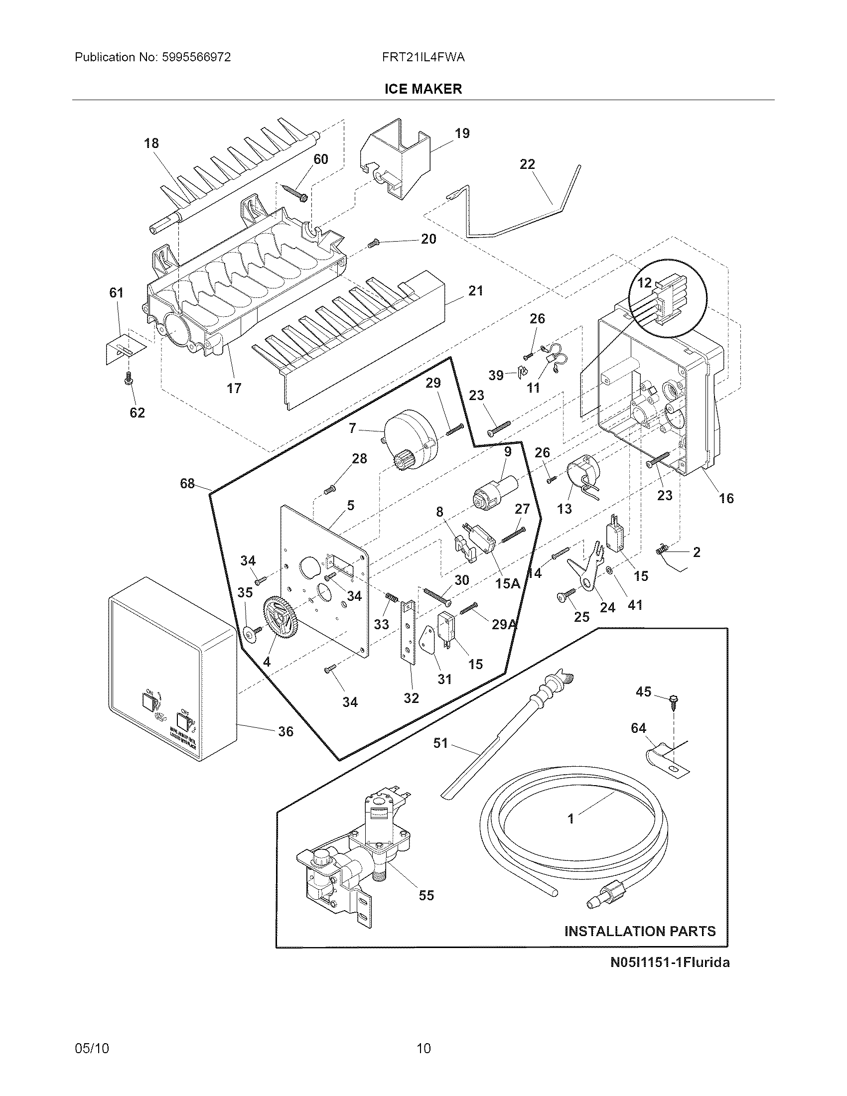 Frigidaire FRT21IL4FWA ice maker diagram