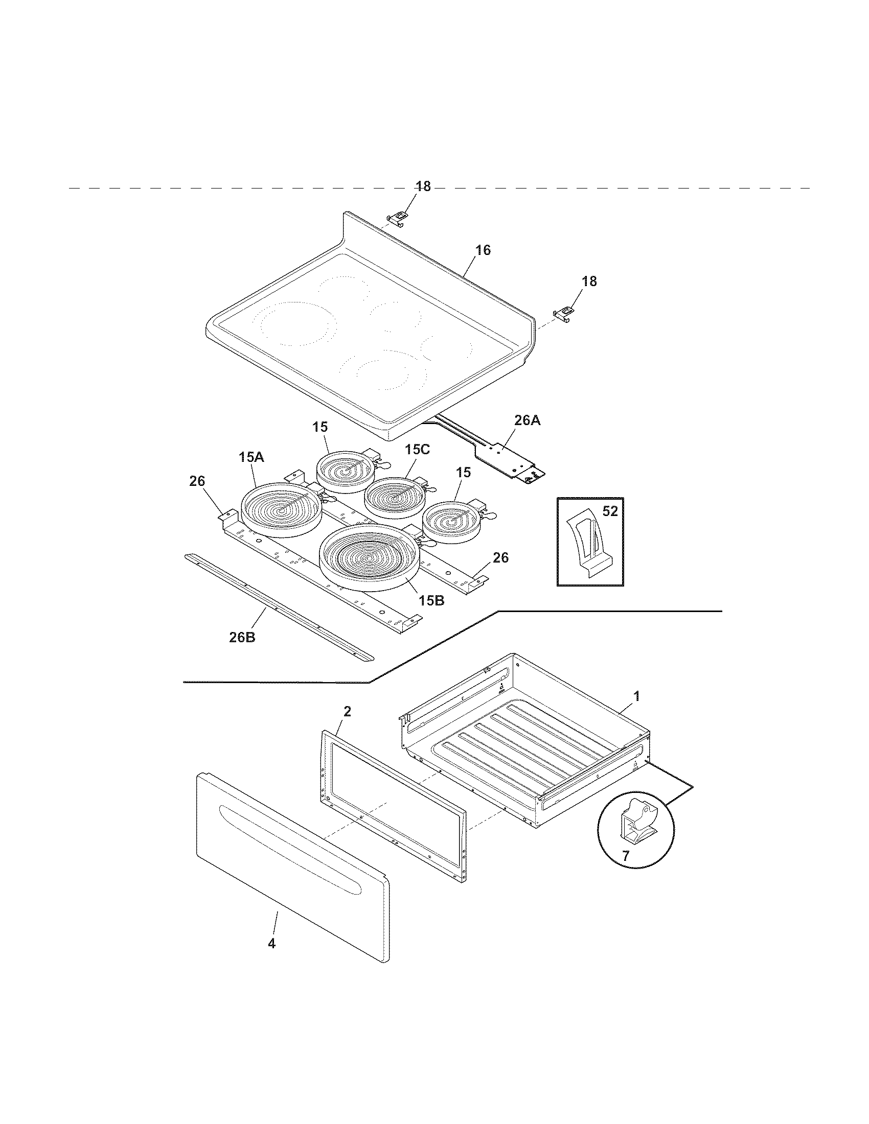 Kenmore 79095354804 top/drawer diagram