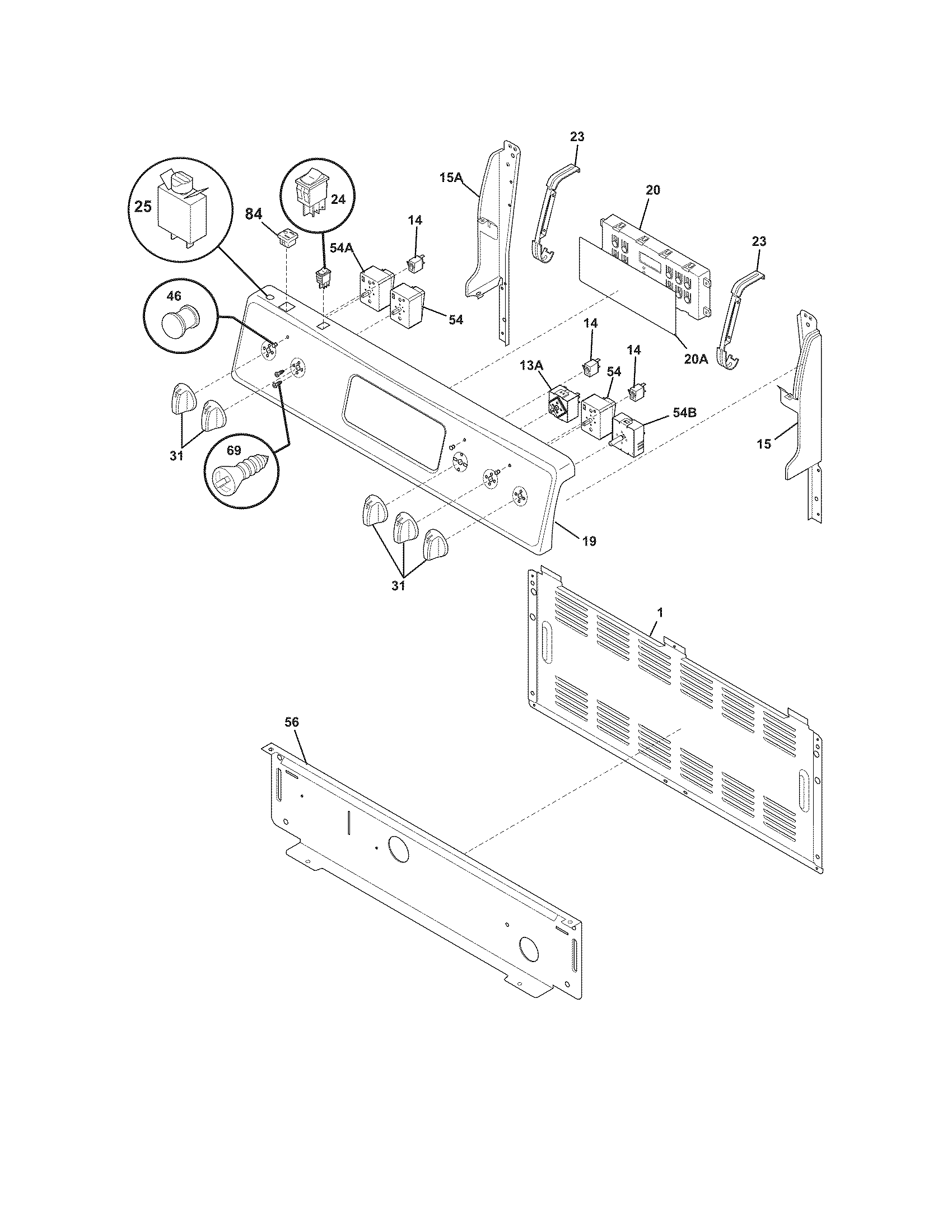 Frigidaire CFEF3050LSA backguard diagram
