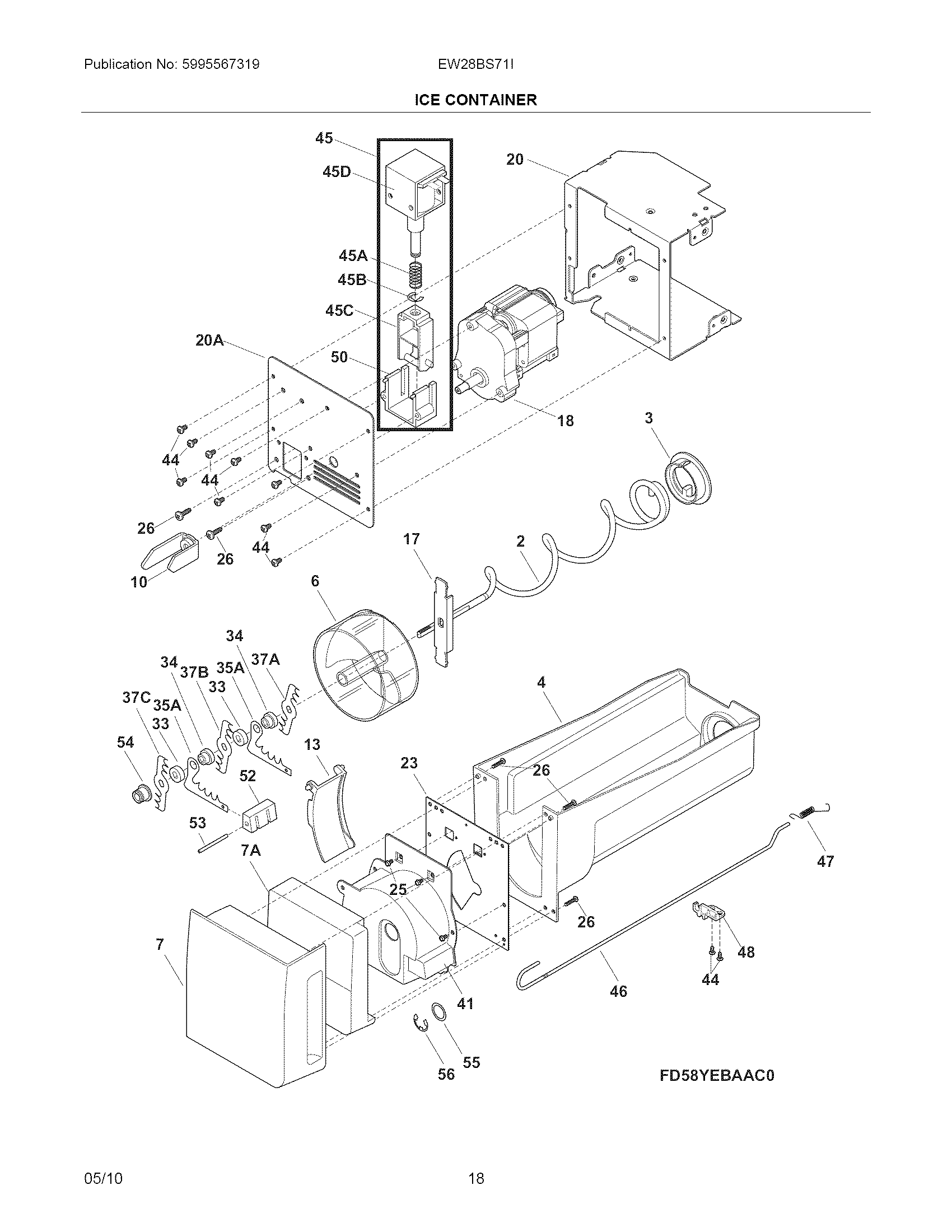Electrolux EW28BS71IW6 ice container diagram