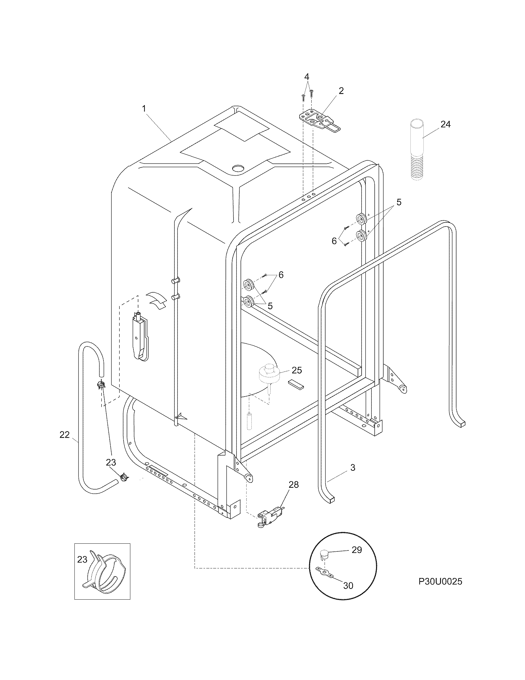 Frigidaire LFBD2409LM0A tub diagram