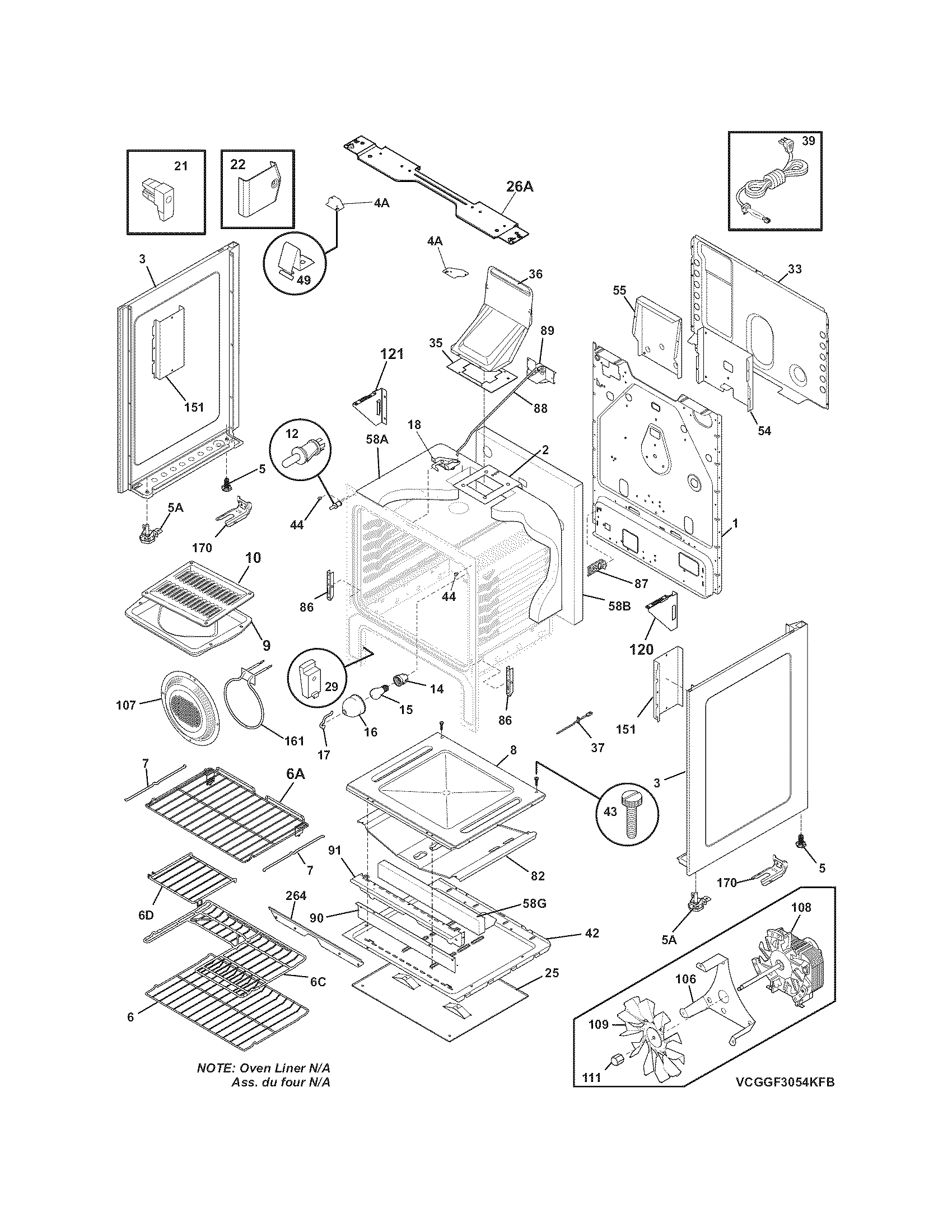 Frigidaire FGGF3054KWG body diagram
