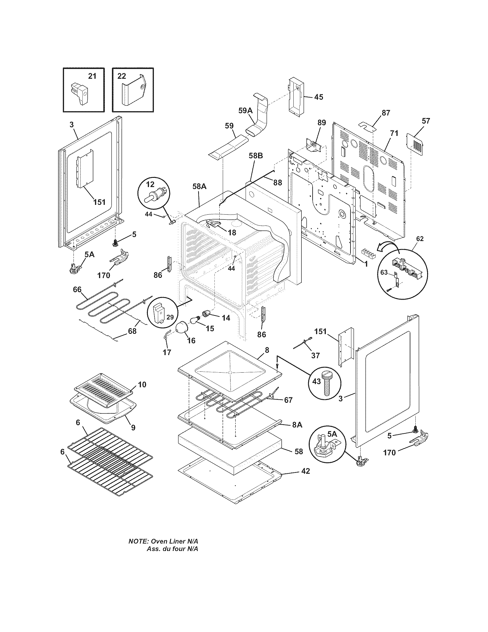 Frigidaire FFEF3018LQB body diagram