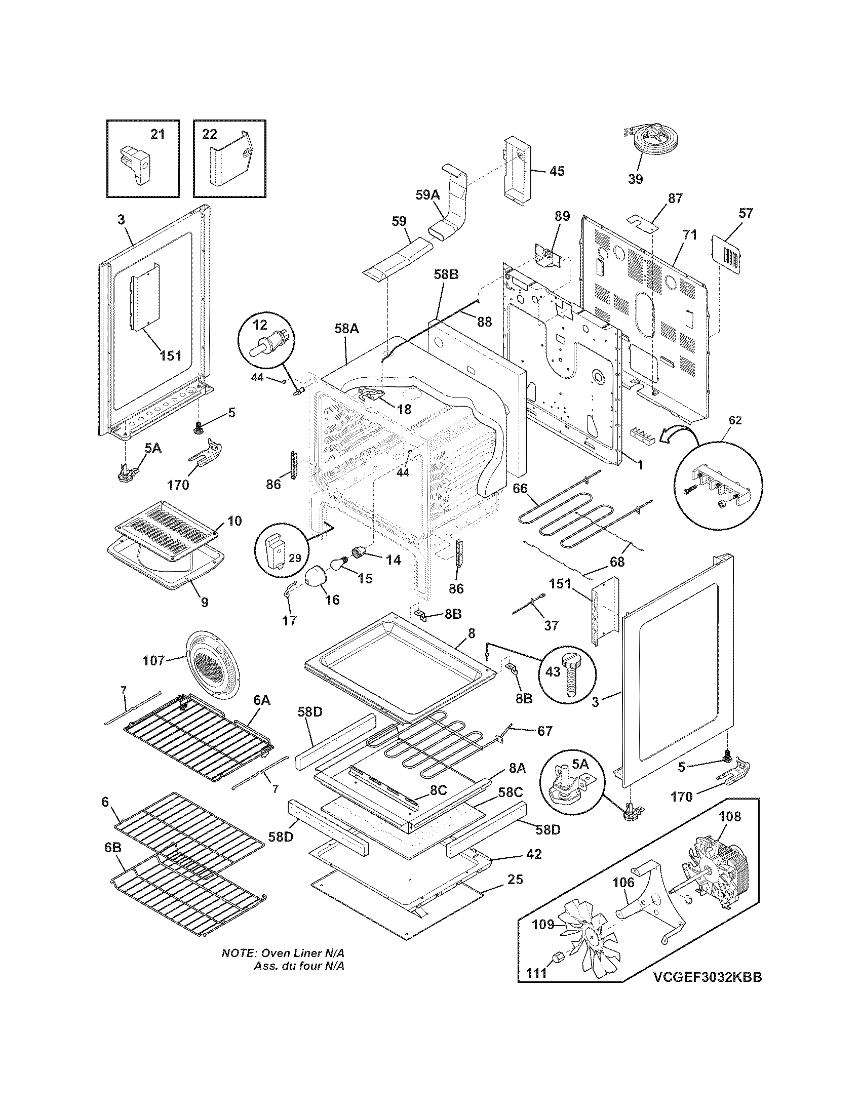 Frigidaire CGEF3042KFC body diagram