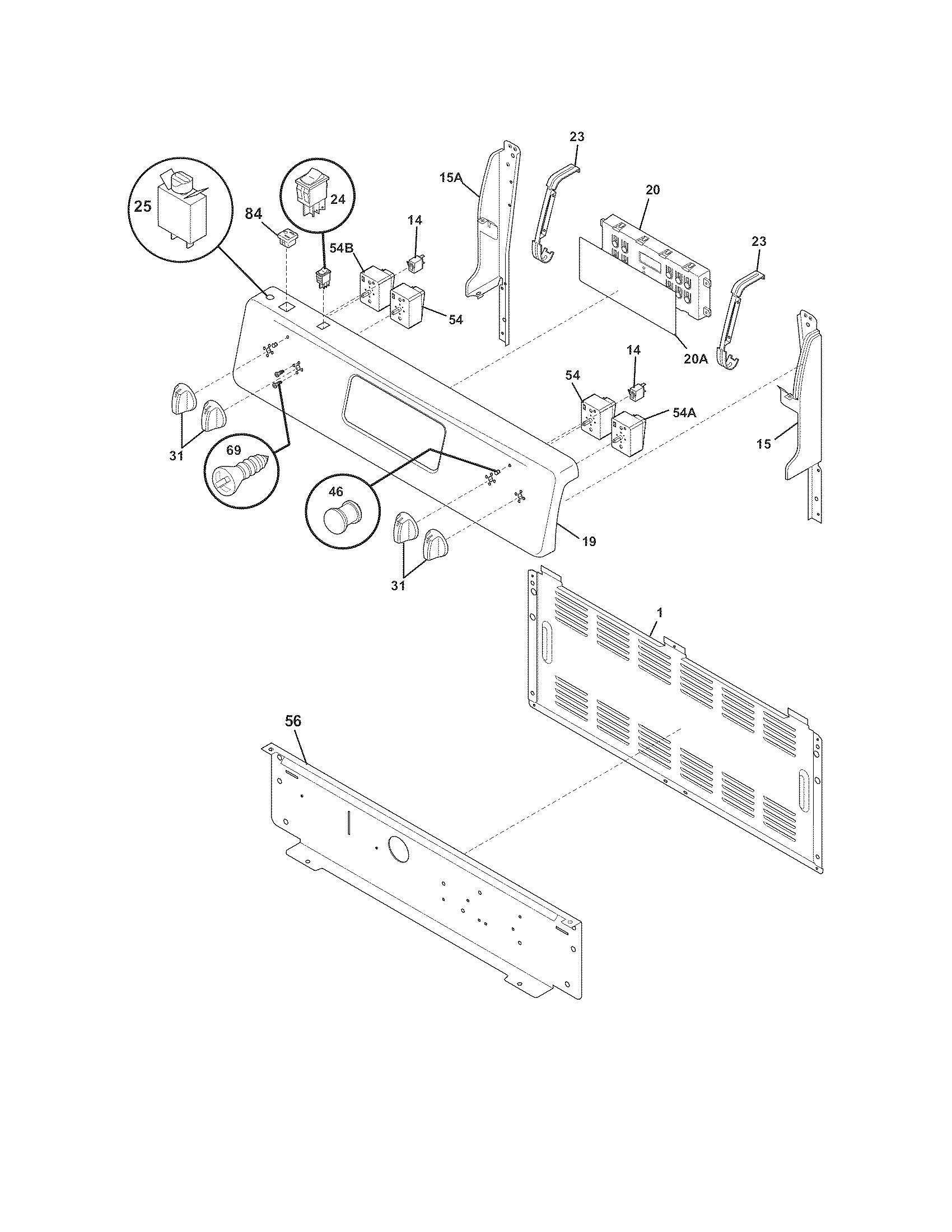 Frigidaire CFEF3018LWB backguard diagram