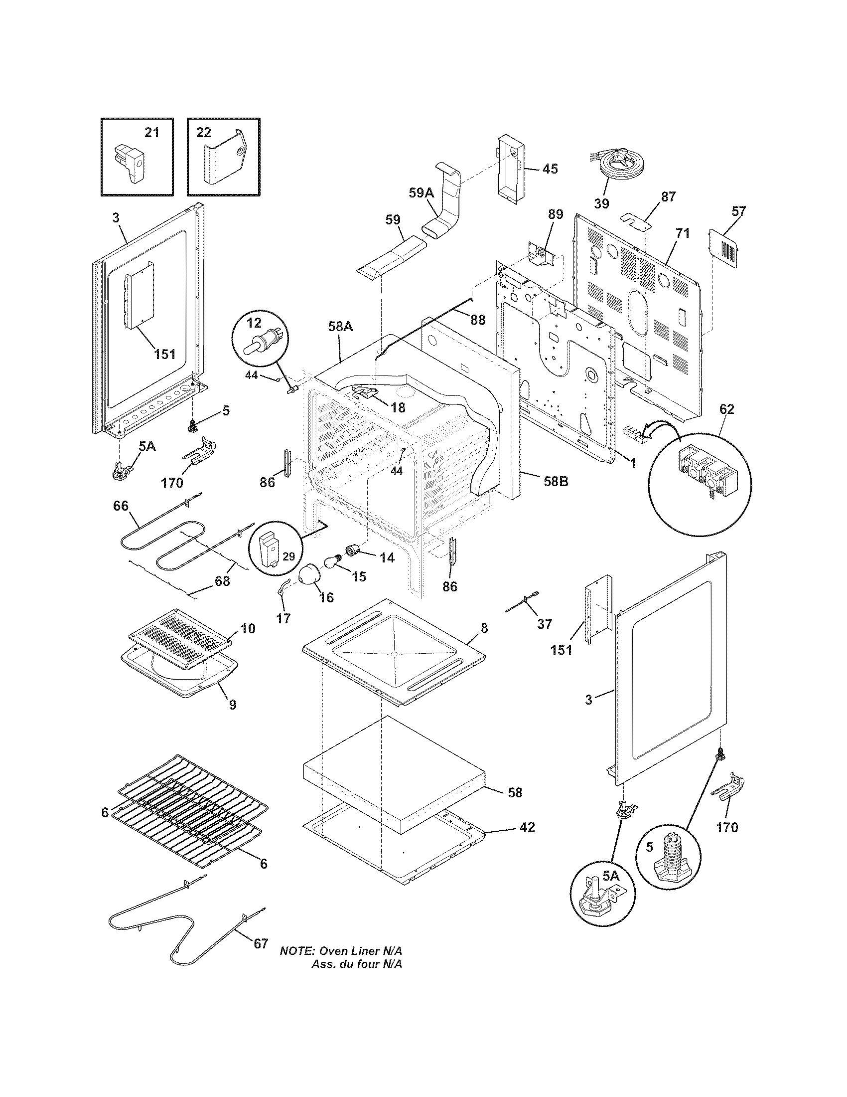 Frigidaire CFEF3018LWB body diagram