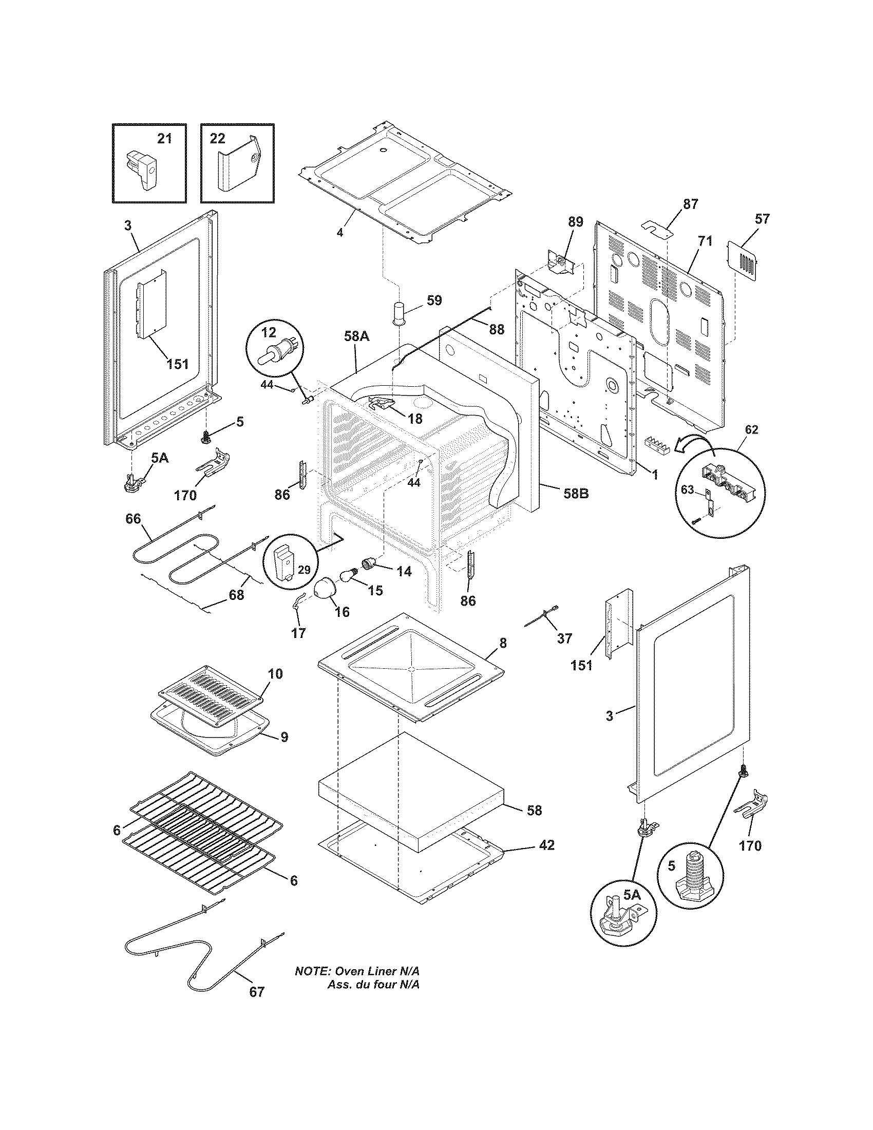 Frigidaire FFEF3016LBA body diagram
