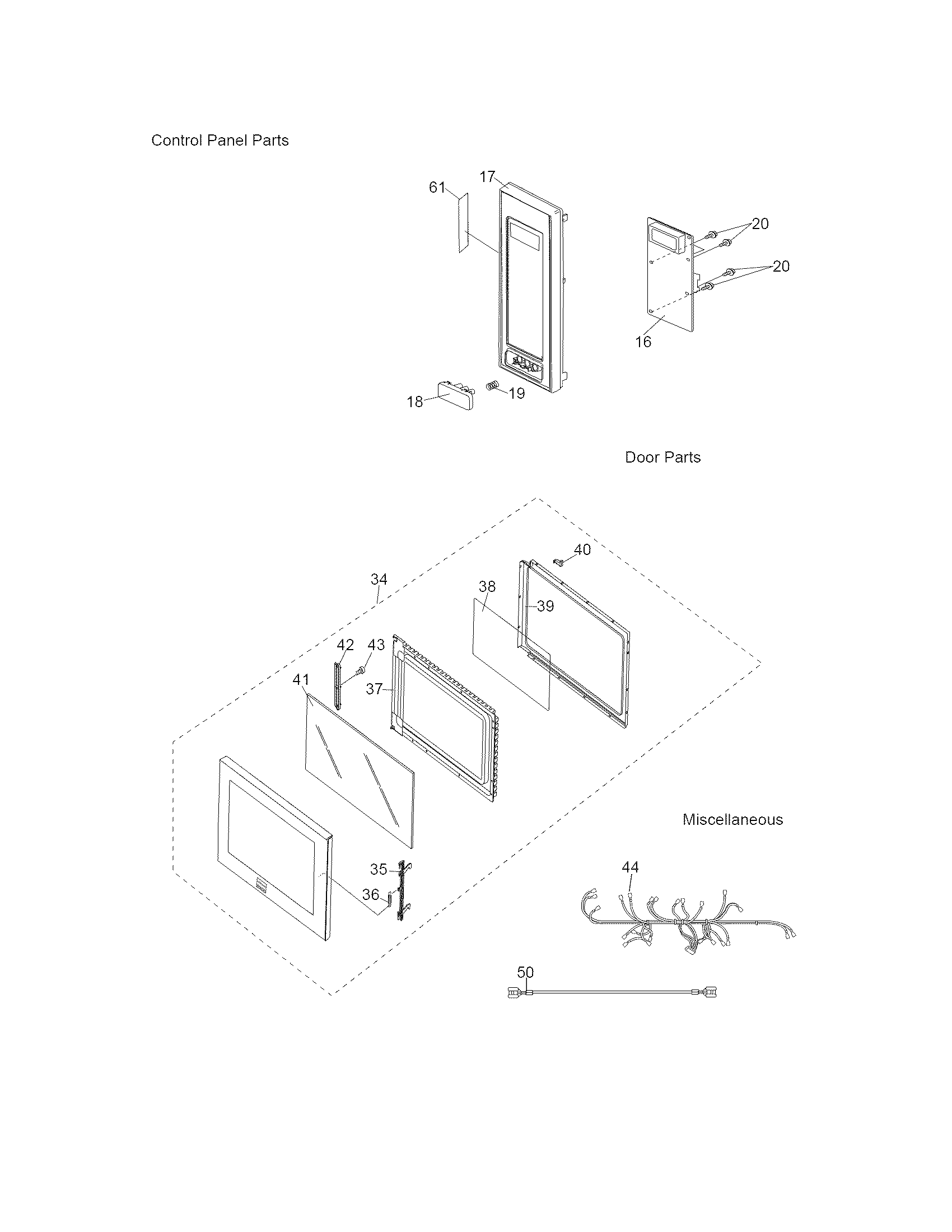 Frigidaire CPMO209KFB control panel,door miscellaneous diagram