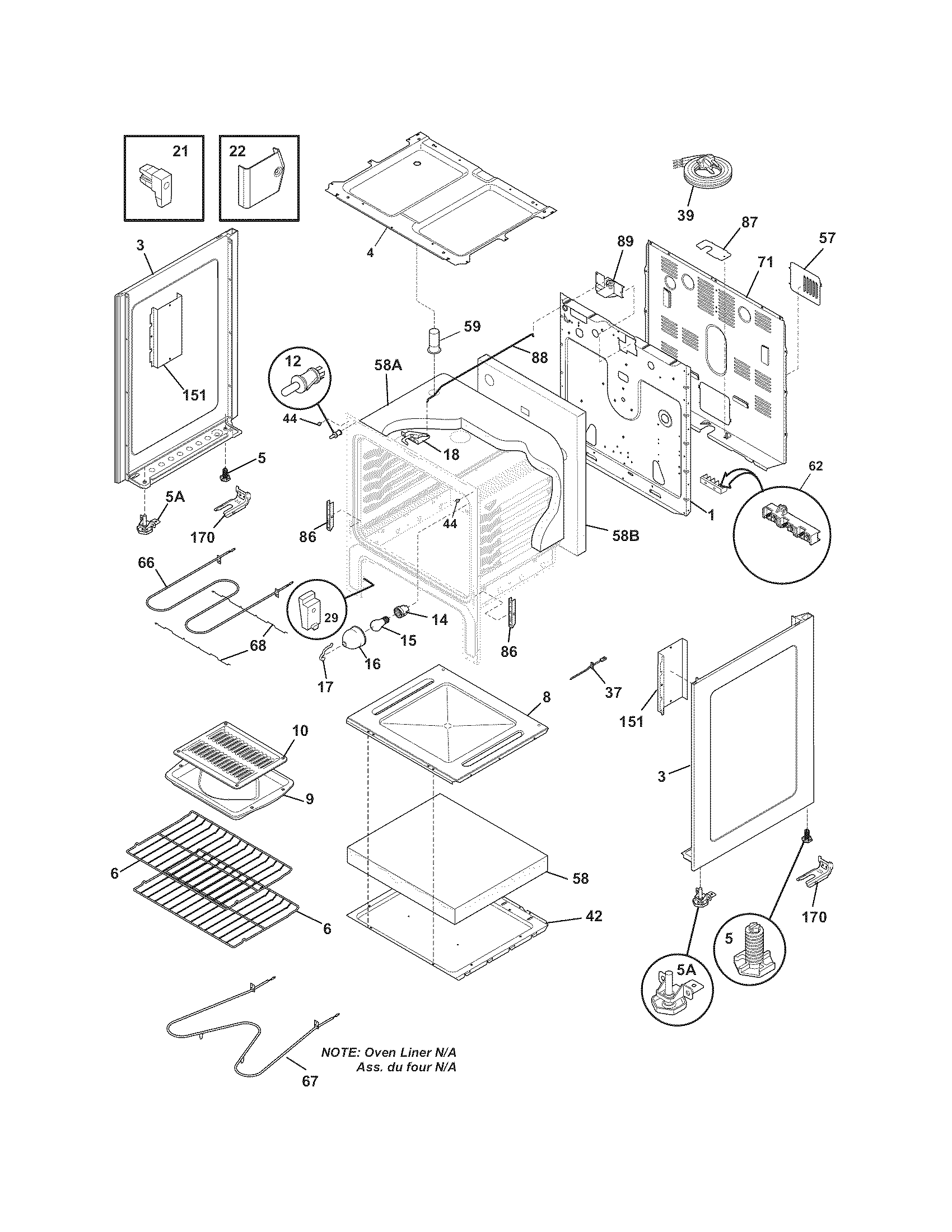 Frigidaire CFEF3016LWB body diagram