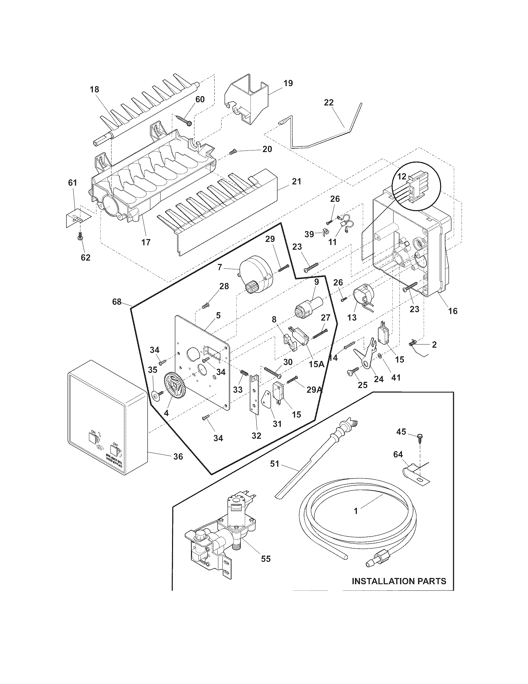 Frigidaire FRT21IL6JW3 icemaker diagram