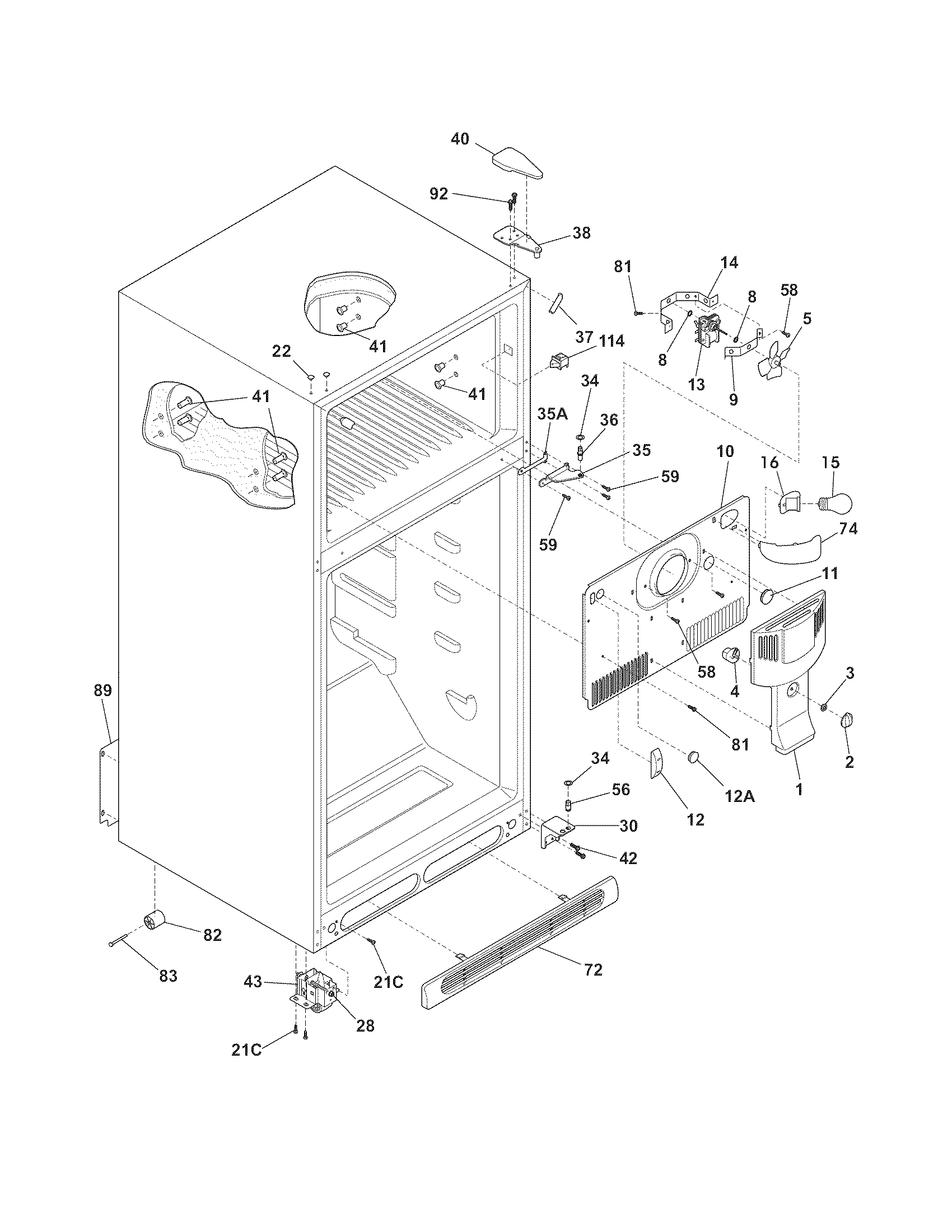 Crosley CRT216HLQ1 cabinet diagram