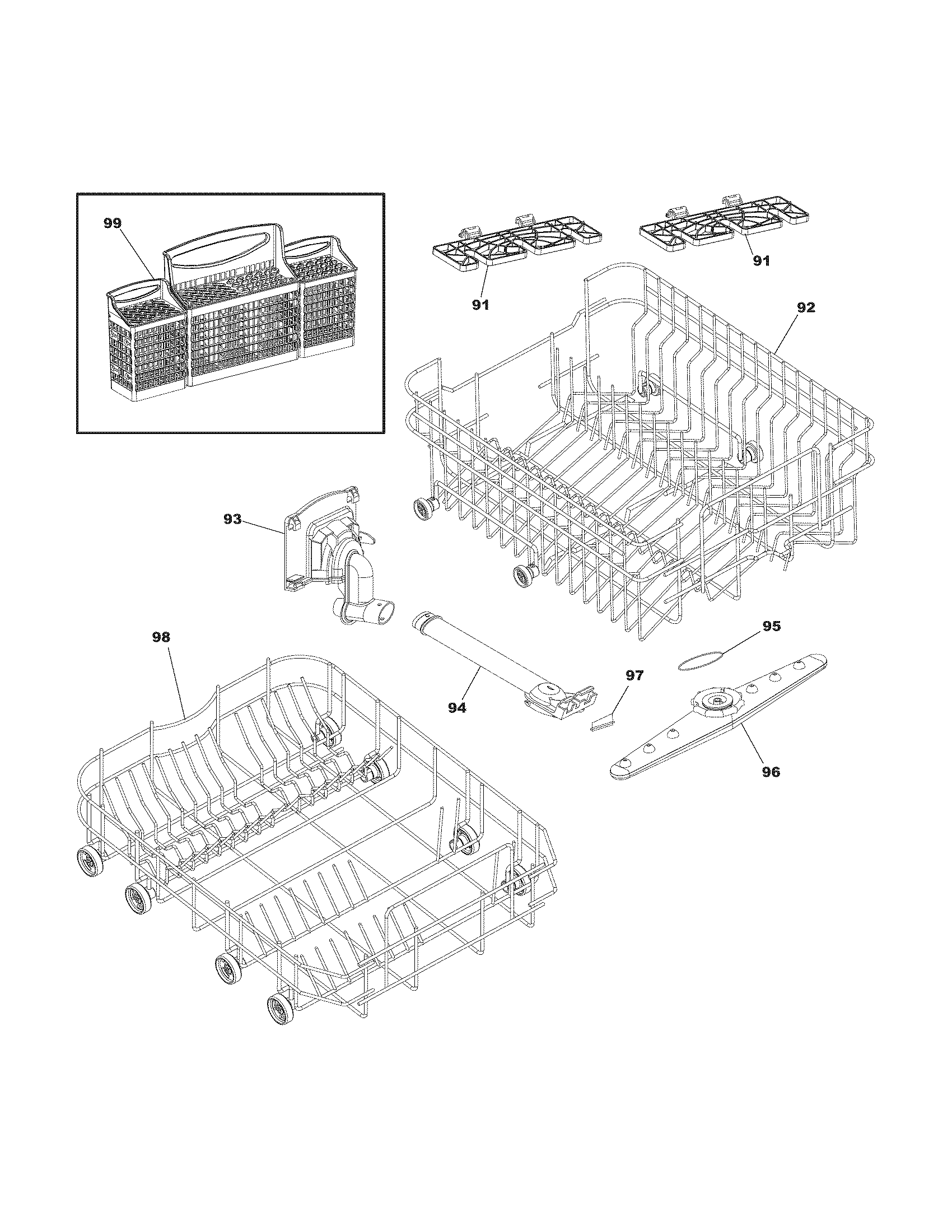 Frigidaire FDB2410HIS1 racks diagram